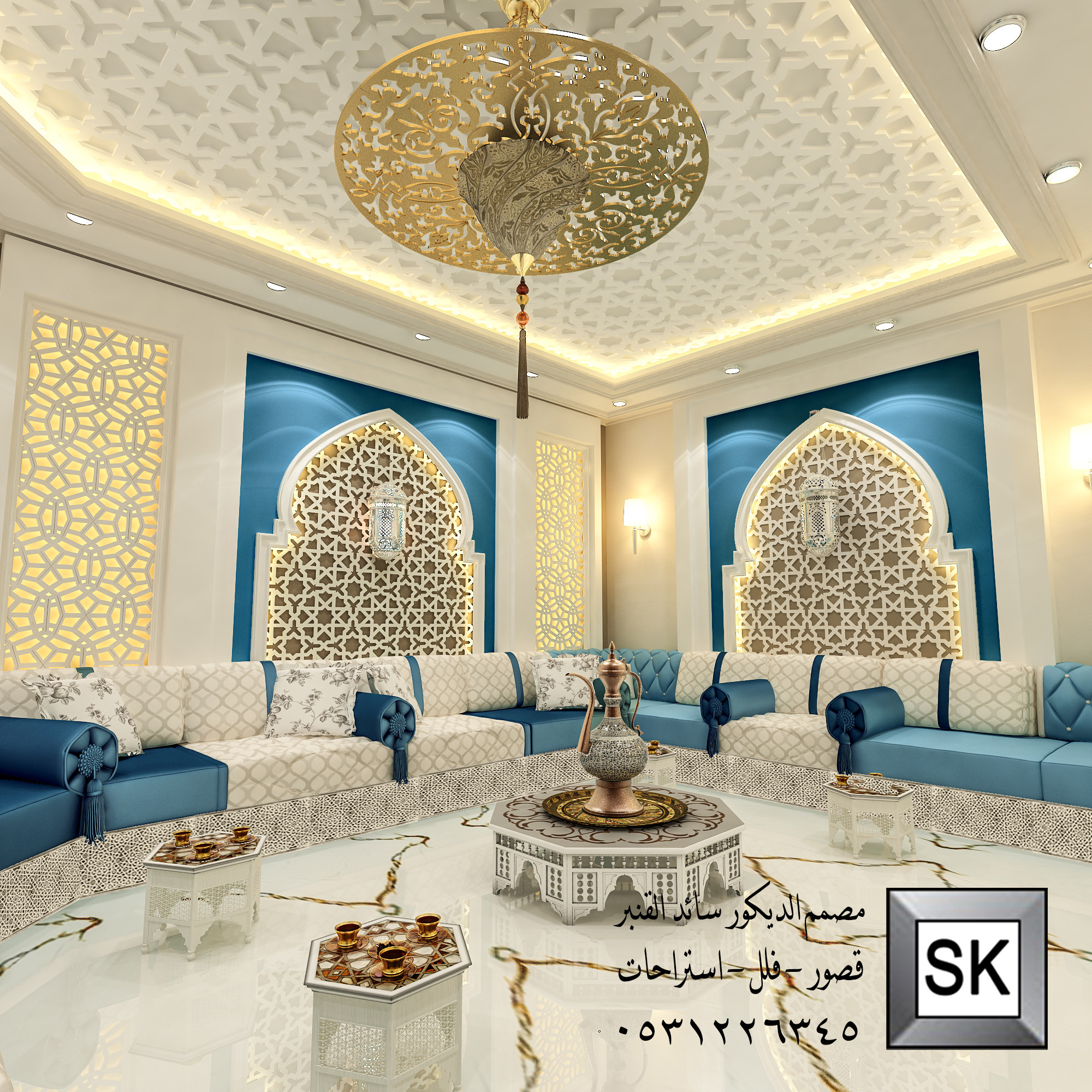 تصميم و نشطيب ديكور داخلي مجالس مغربية فخمة في السعودية