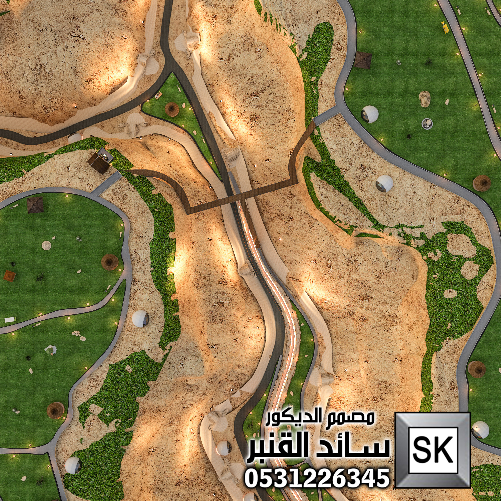 مصمم لاندسكيب محميات و منتجعات و مخيمات محترف في الرياض