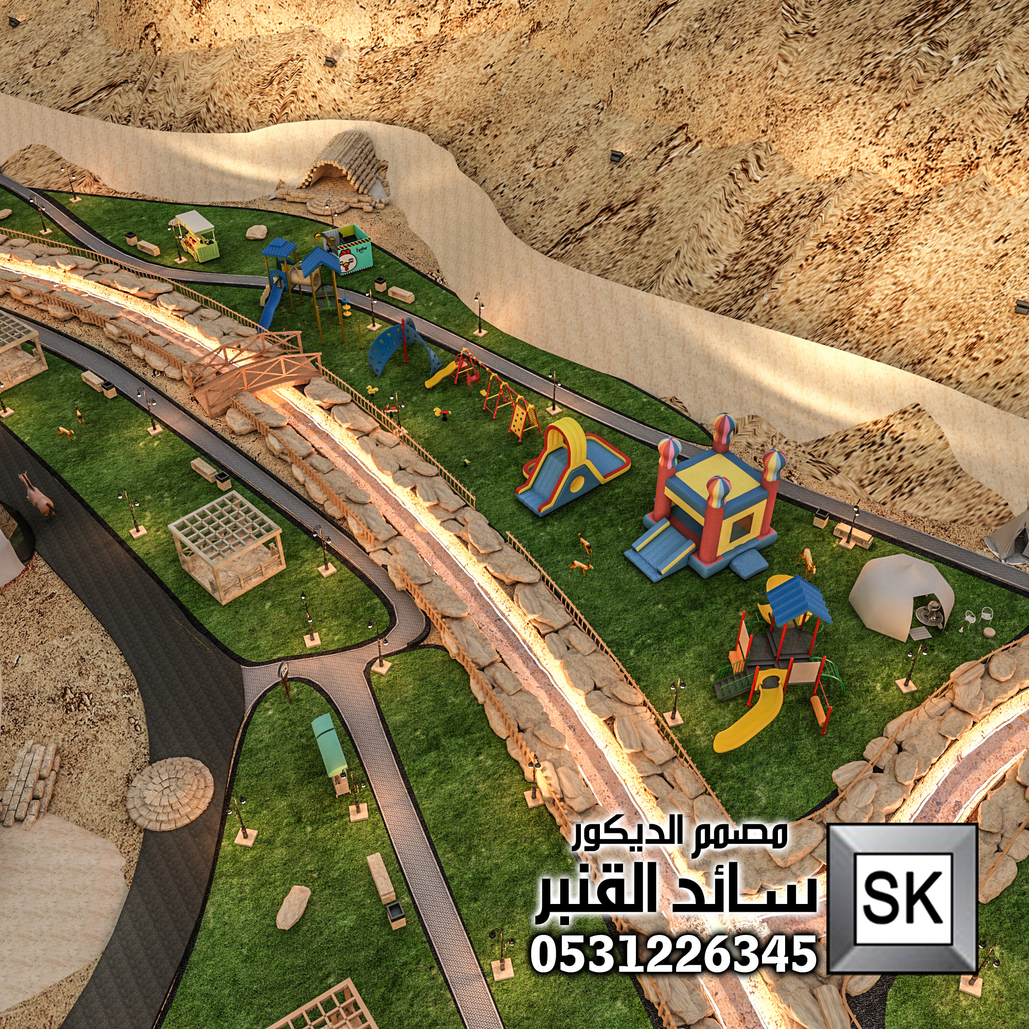 مصمم لاندسكيب محميات و منتجعات و مخيمات محترف في الرياض