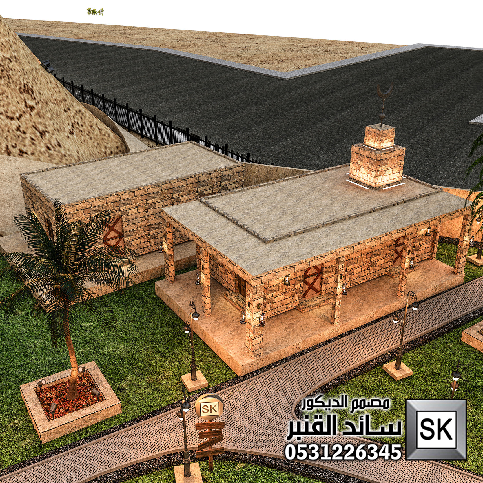 تصميم و تشطيب لاندسكيب منتجعات و مزارع و محميات و مخيمات في السعودية