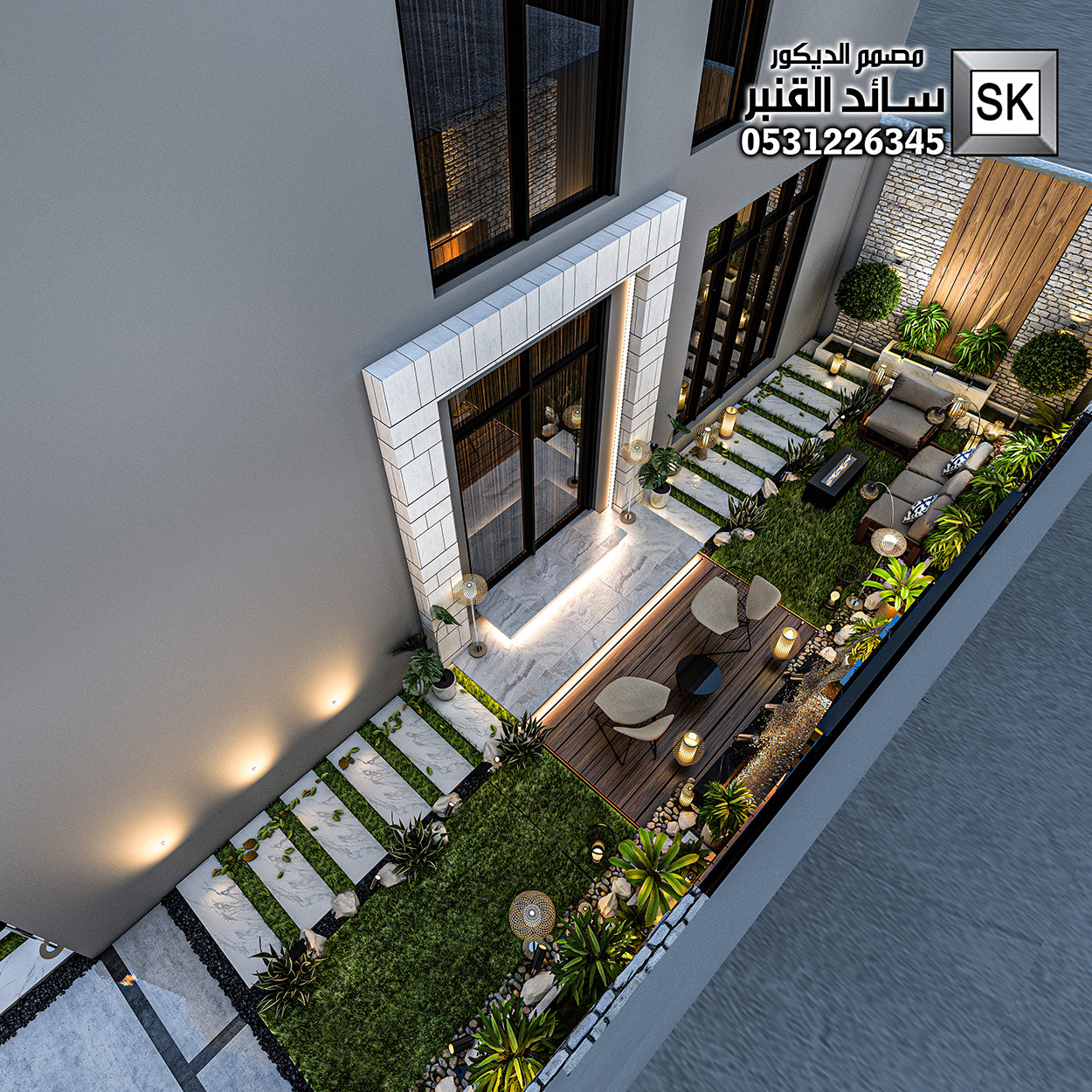 تصميم لاندسكيب منزلي في القصيم