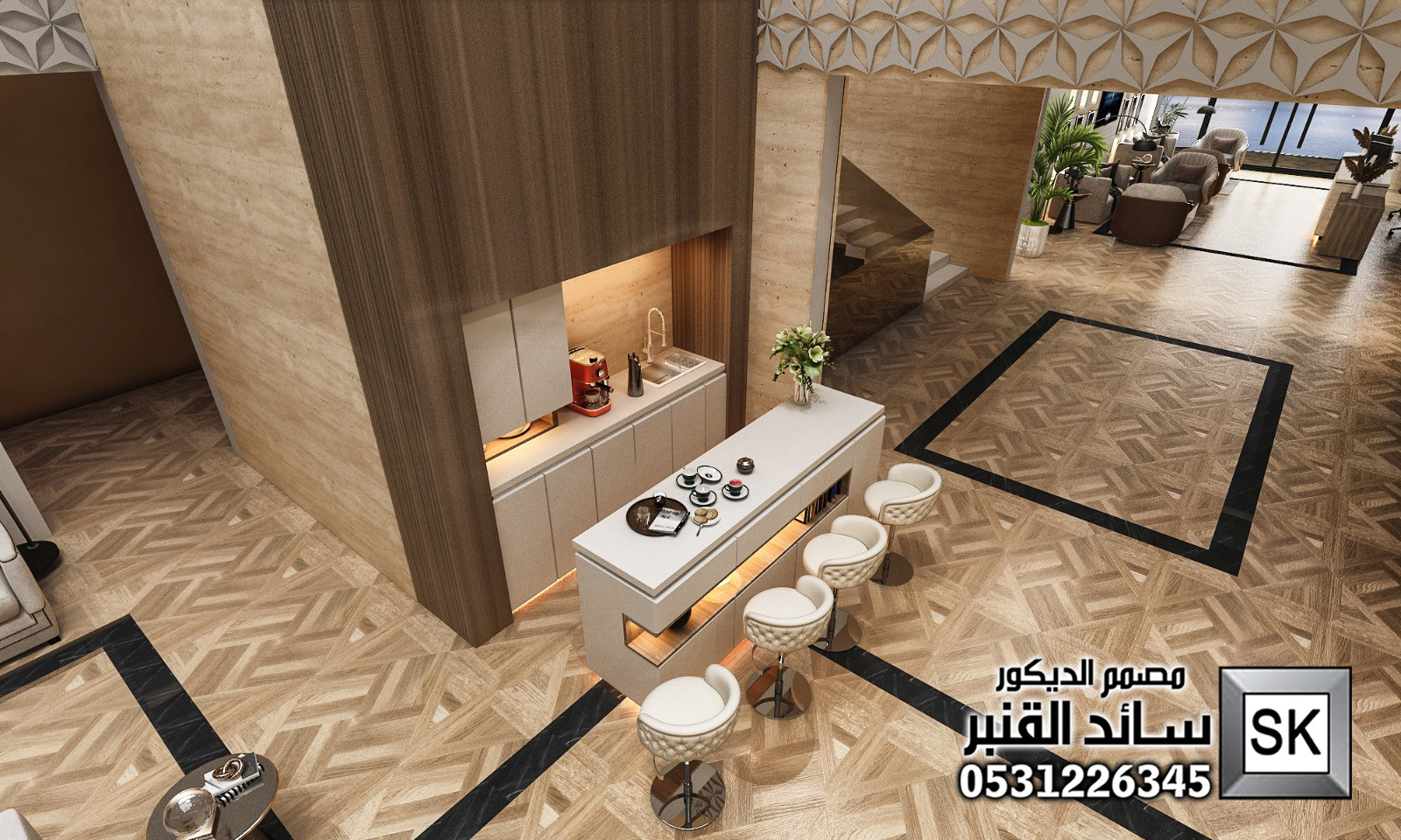 تصميم لوبي إستقبال فندقي فاخر في الرياض