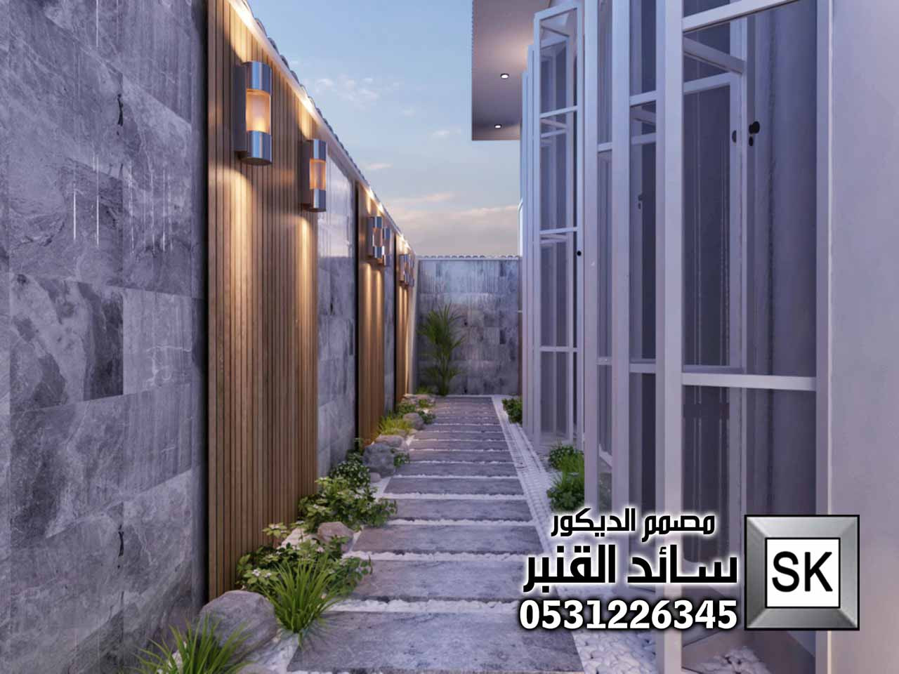 تصميم لاندسكيب منزلي فاخر في الاحساء