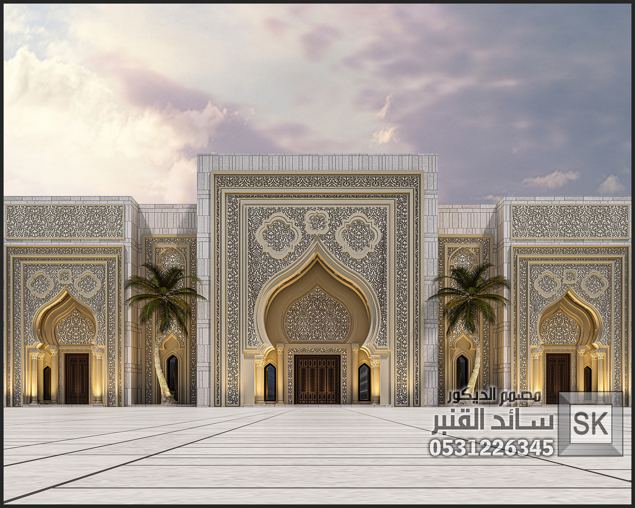واجهة قصر أفراح من تصميم مصمم الديكور سائد القنبر
