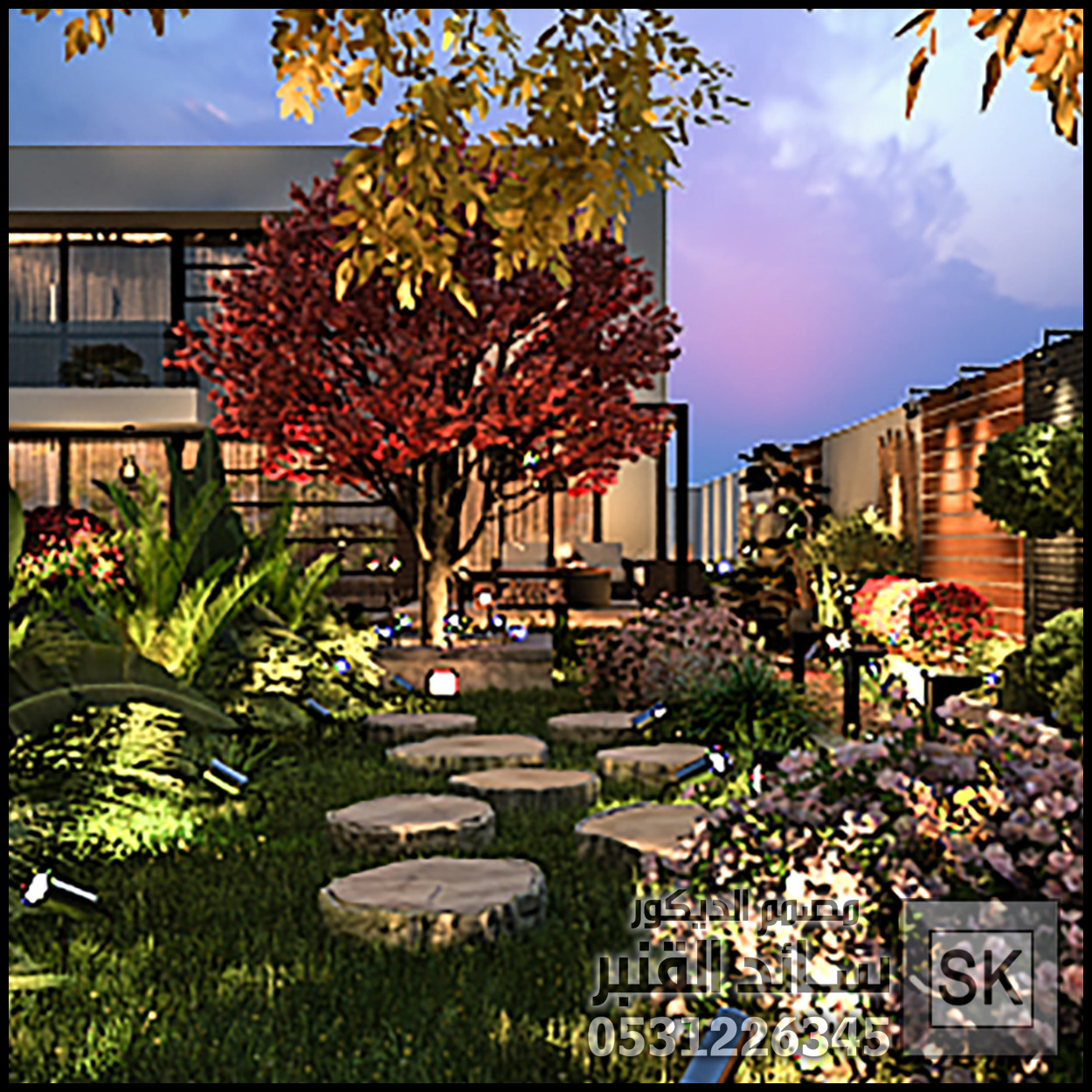 لاندسكيب إستراحات فخمة في القصيم من أعمال مصمم الاندسكيب سائد القنبر