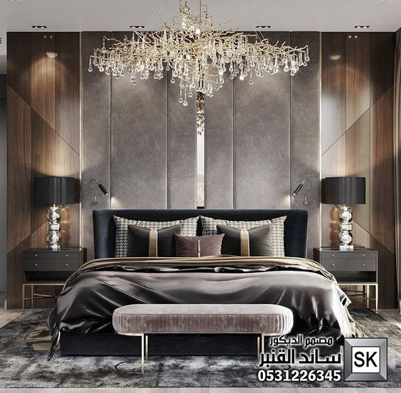 غرف نوم رئيسية فندقية في السعودية من أعمال مصمم الديكور سائد القنبر