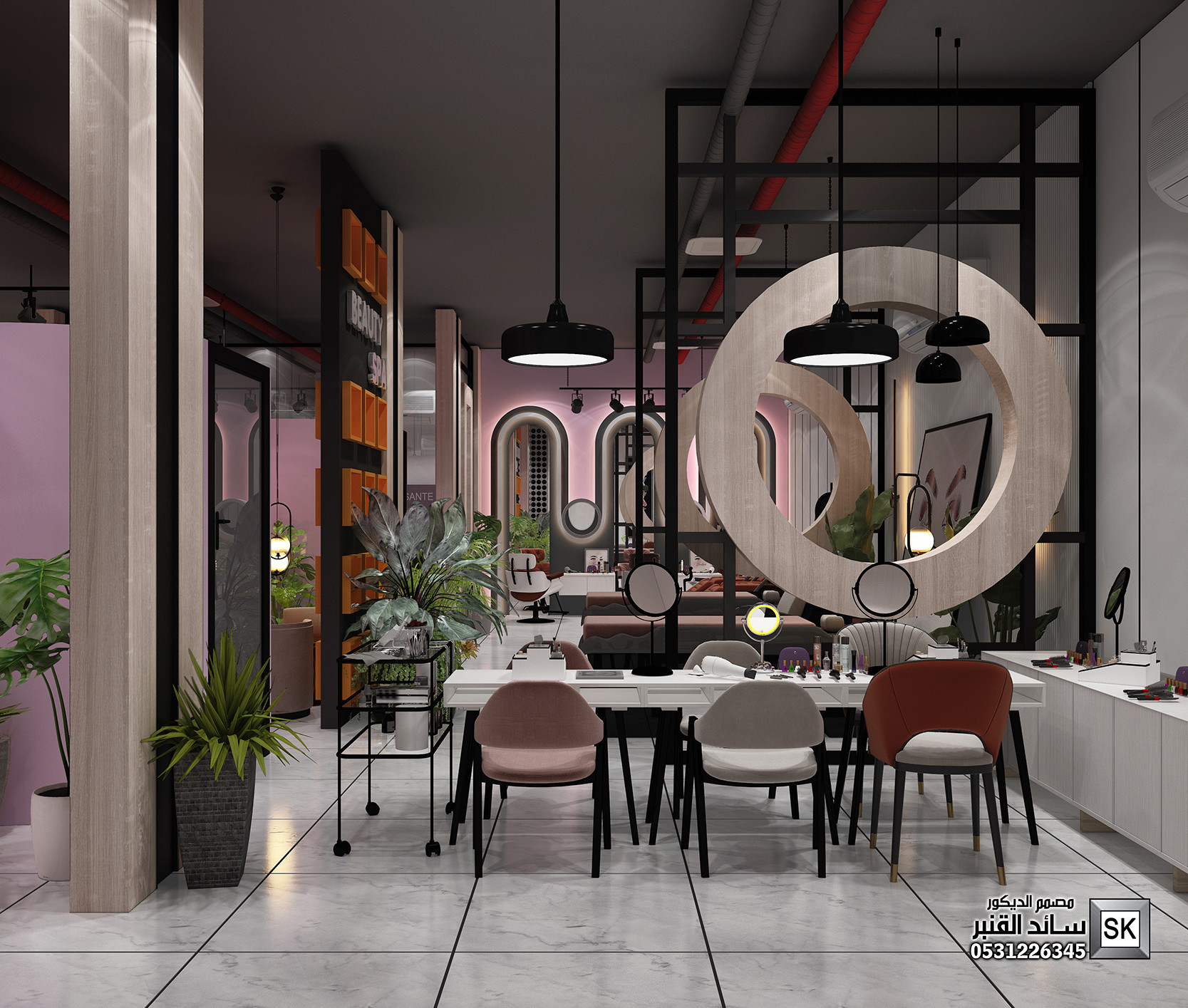 صالون تجميل فاخر في الرياض من أعمال مصمم الديكور سائد القنبر