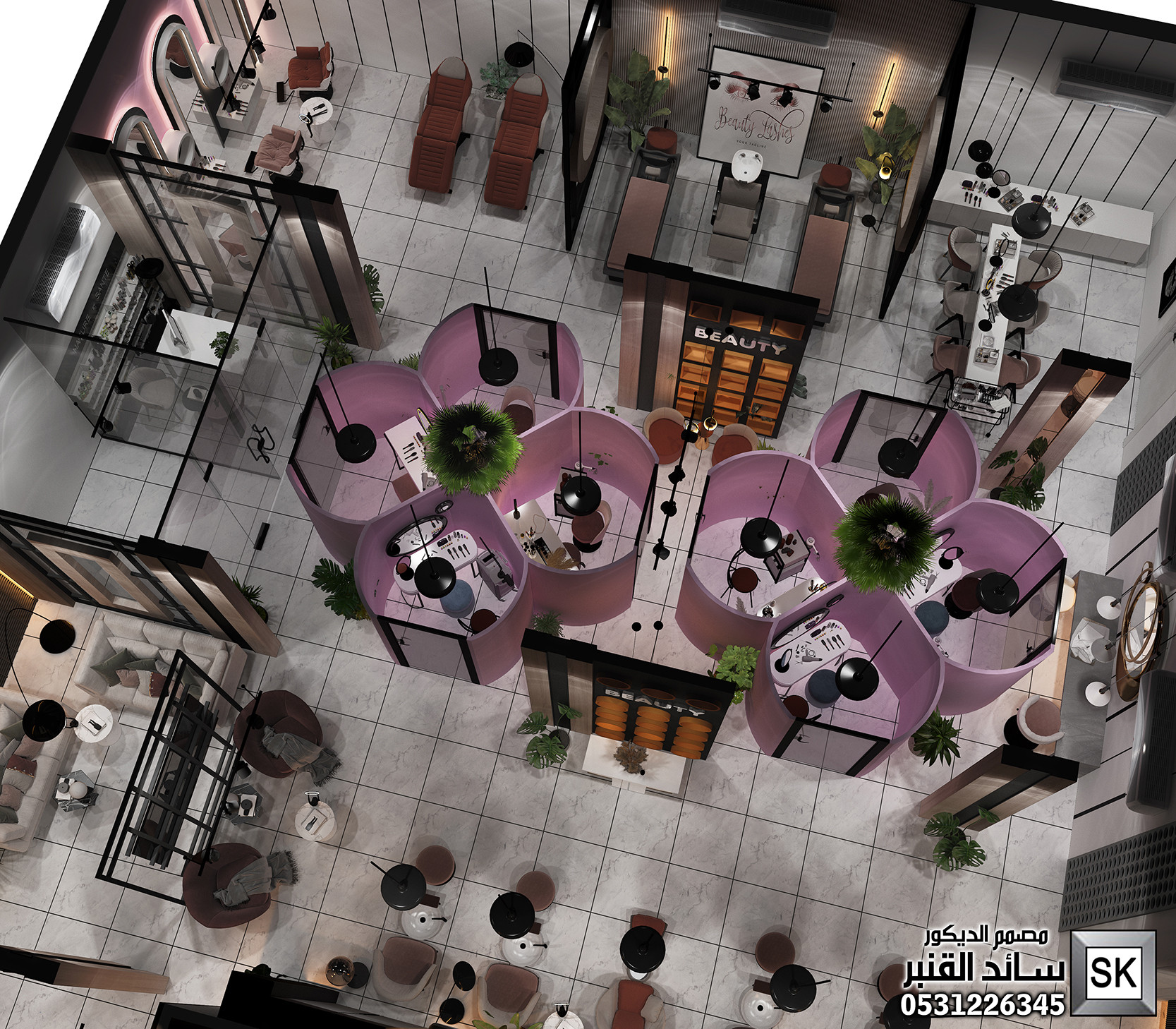 صالون تجميل فاخر في الرياض من أعمال مصمم الديكور سائد القنبر