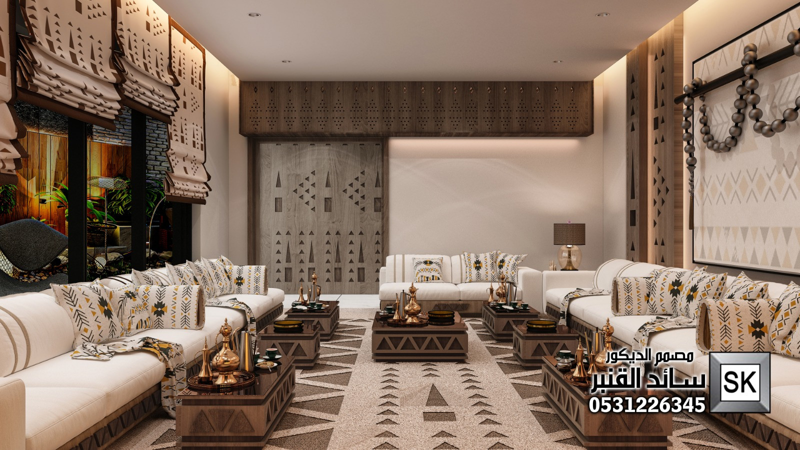 تصميم و تنفيذ مجالس نجدية فخمة في الرياض من أعمال مصمم الديكور سائد القنبر