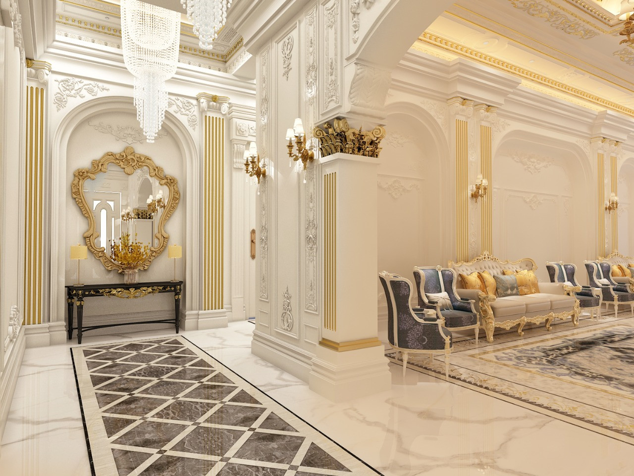 ديكور داخلي كلاسيك مجالس و صالات و غرف نوم في الرياض من أعمال مصمم الديكور سائد القنبر