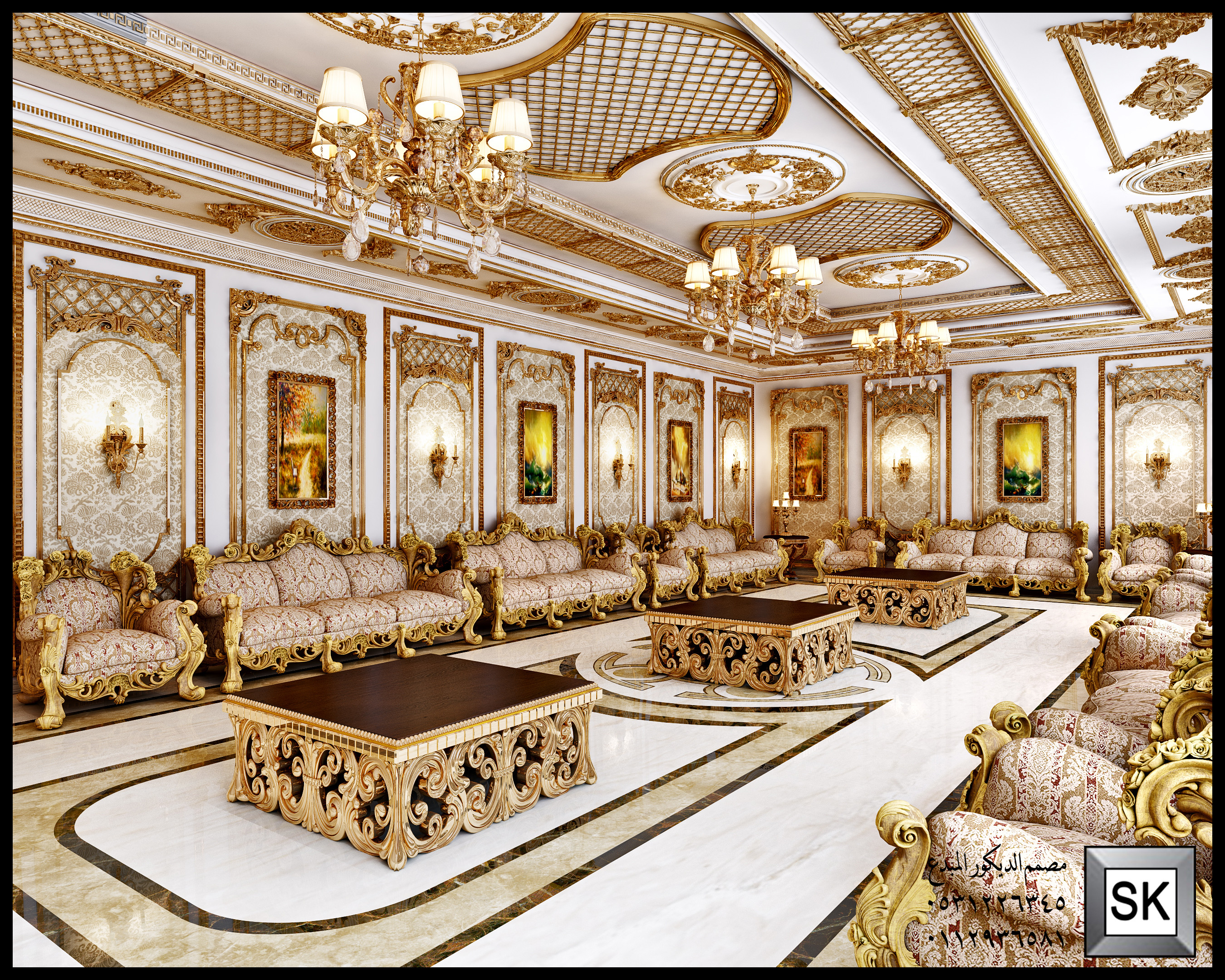 ديكور داخلي فاخر للقصور و الفلل في الرياض من أعمال مصمم الديكور سائد القنبر