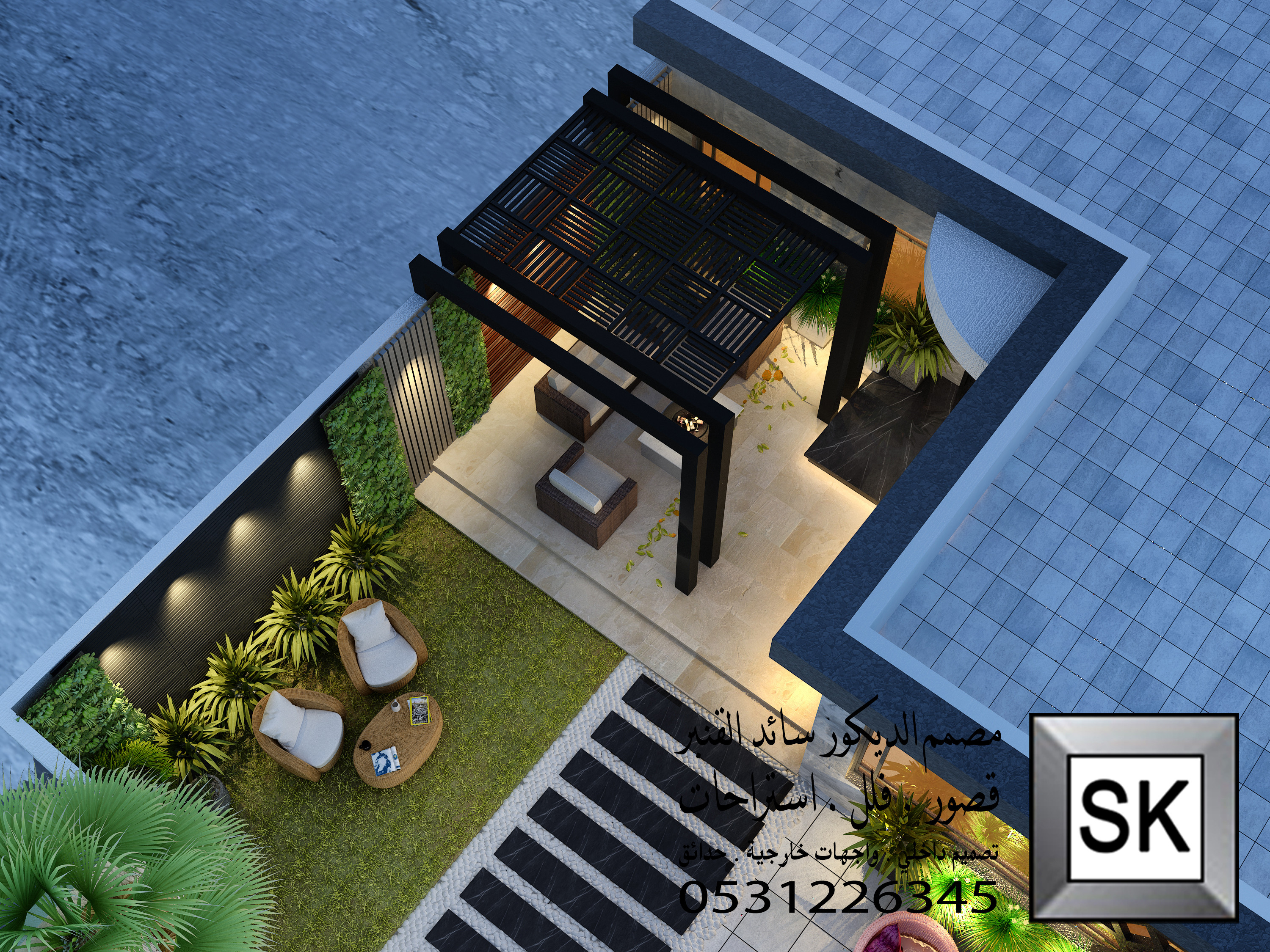 حديقة إستراحة فخمة في الرياض من أعمال مصمم الديكور سائد القنبر