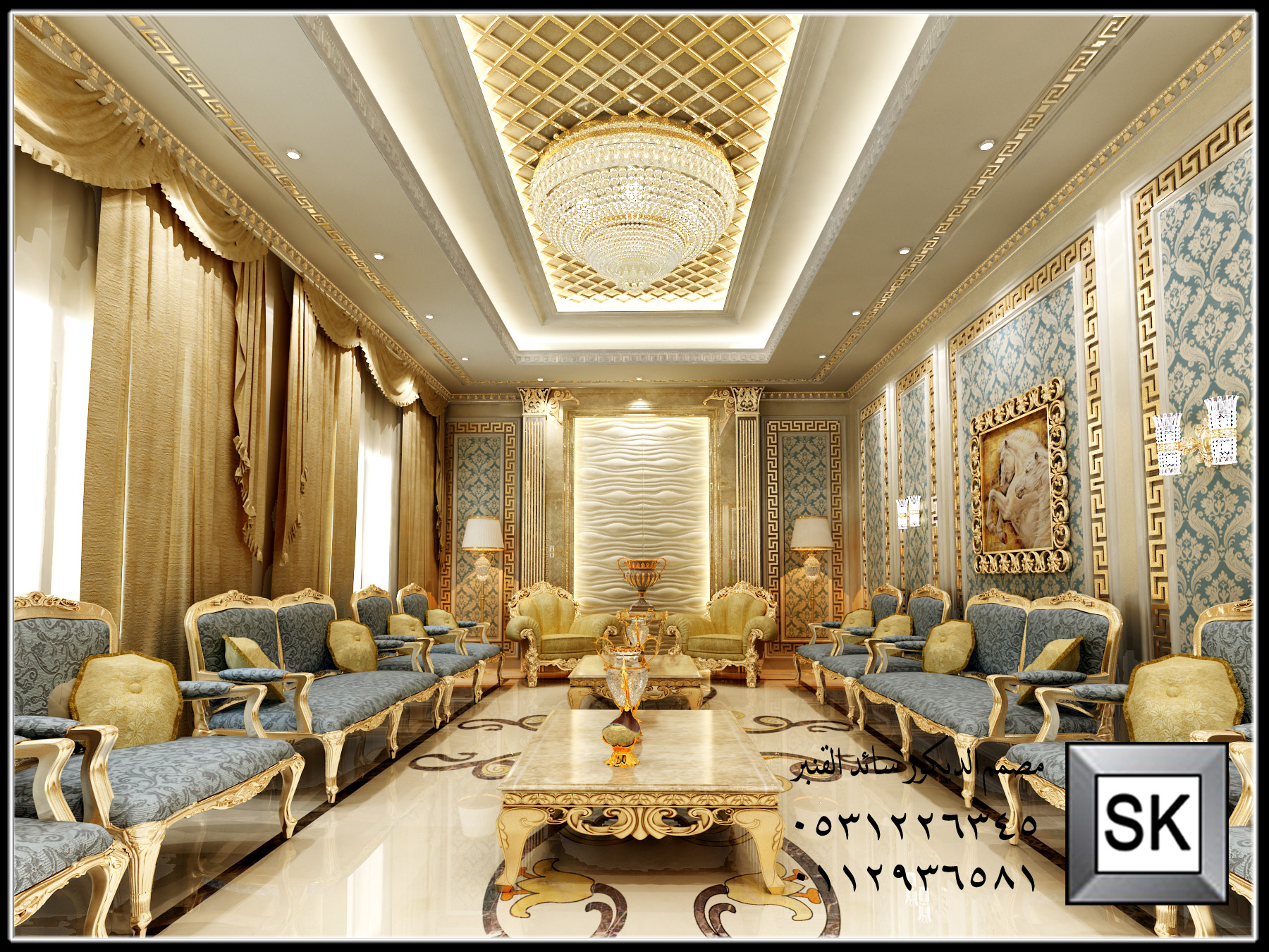 ديكور داخلي كلاسيك للقصور و الفلل في الرياض من أعمال مصمم الديكور سائد القنبر