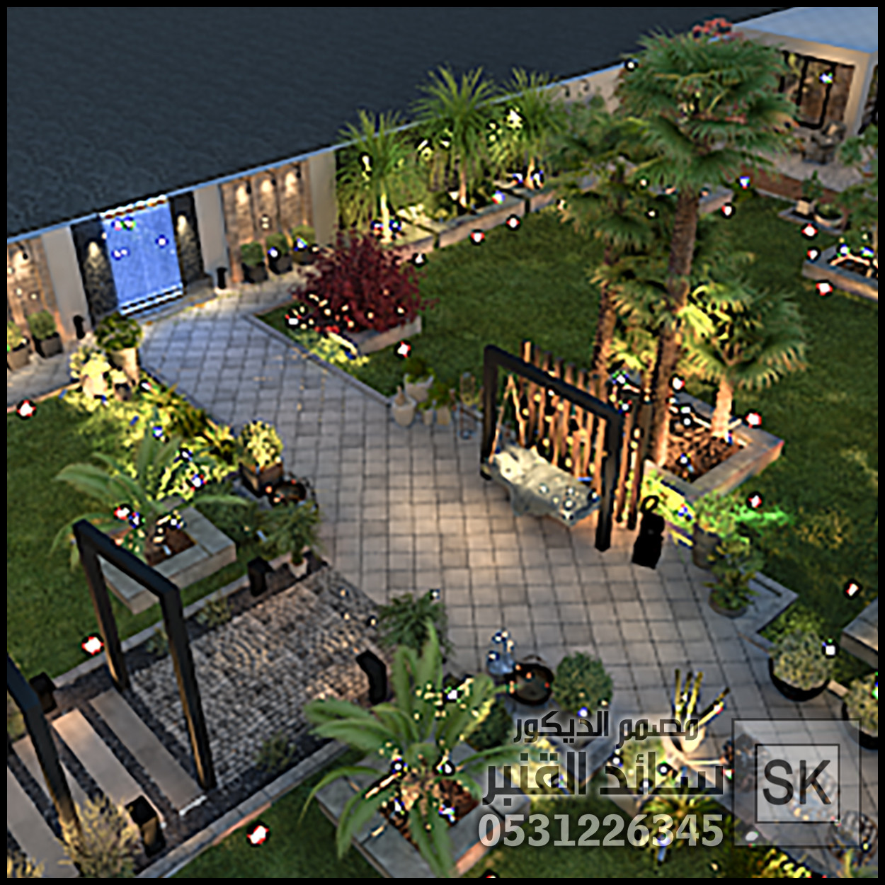 تصميم و تشطيب لاندسكيب مزارع و إستراحات في الرياض 0531226345