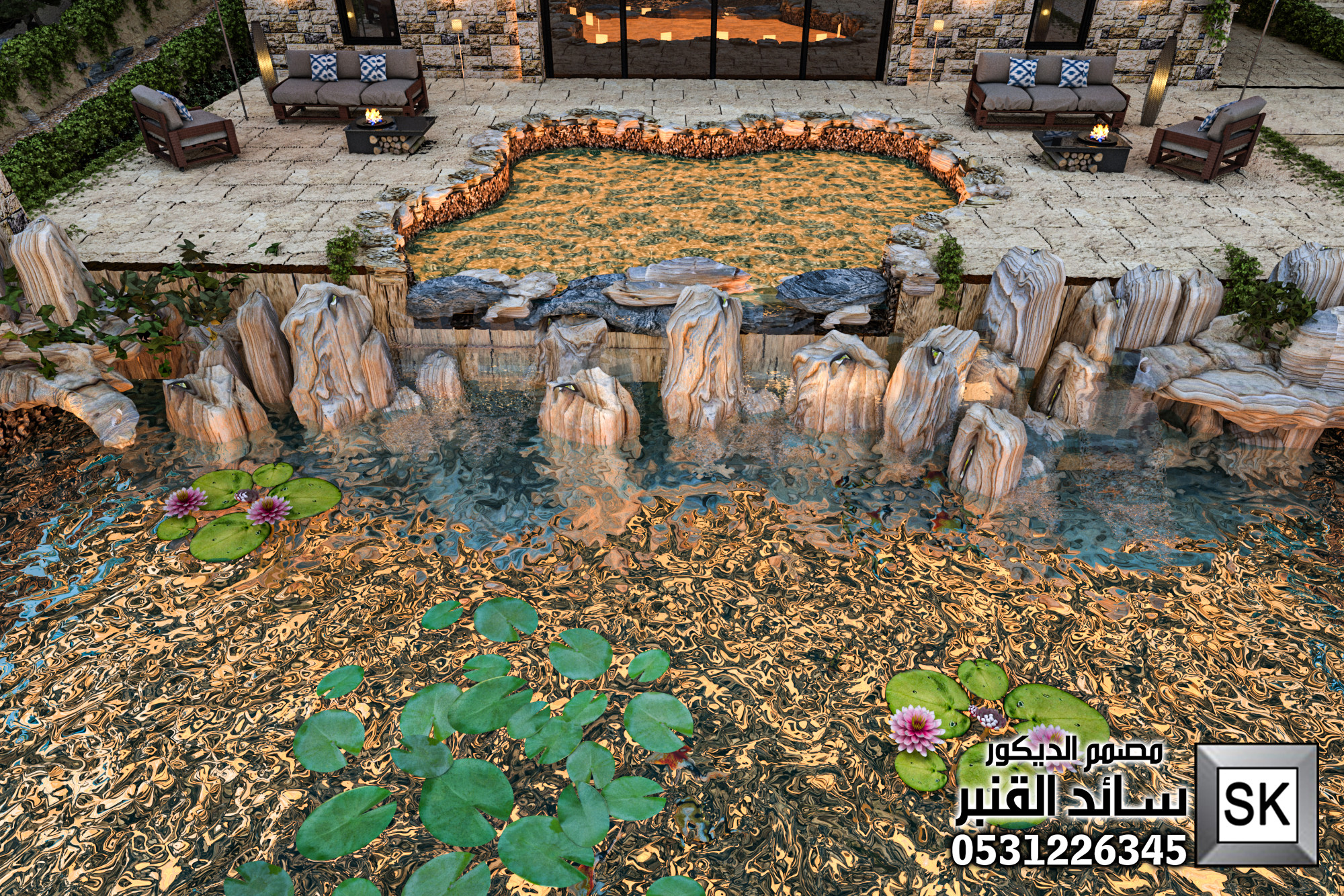 تصميم و تشطيب لاندسكيب مزرعة في الطائف 0531226345