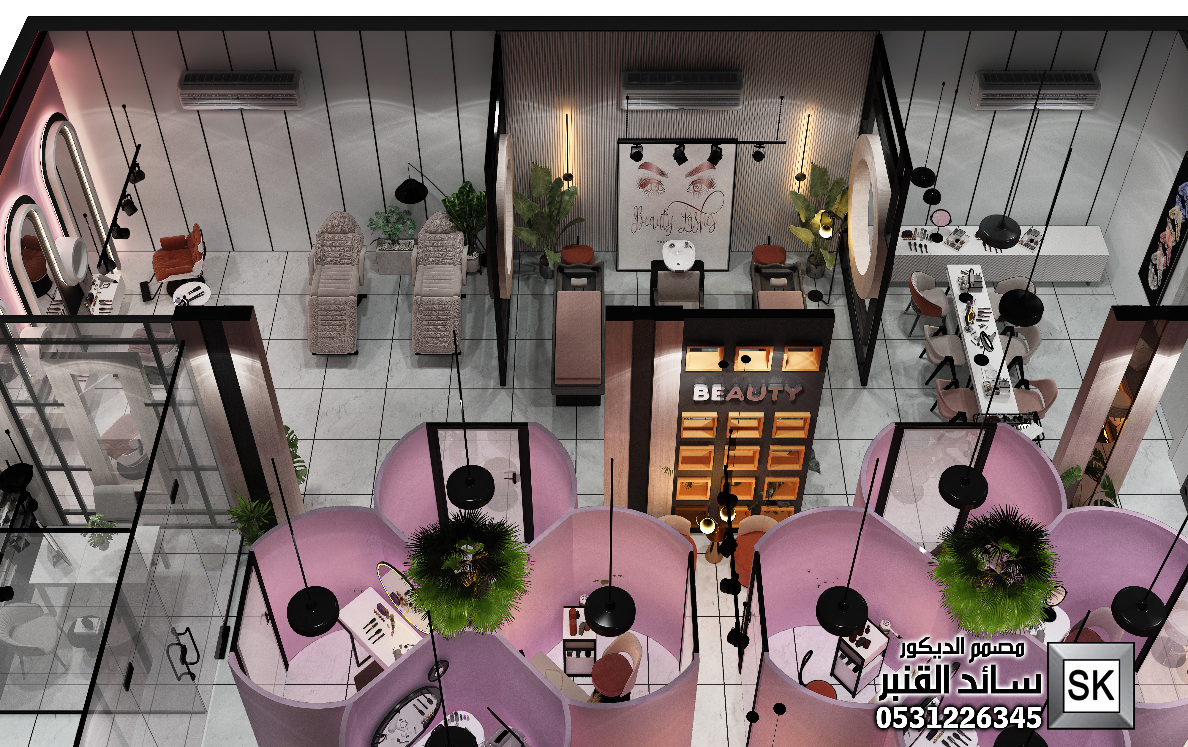 تصميم و تشطيب صالون تجميل و سبا و حمام مغربي و بخار في الرياض 0531226345