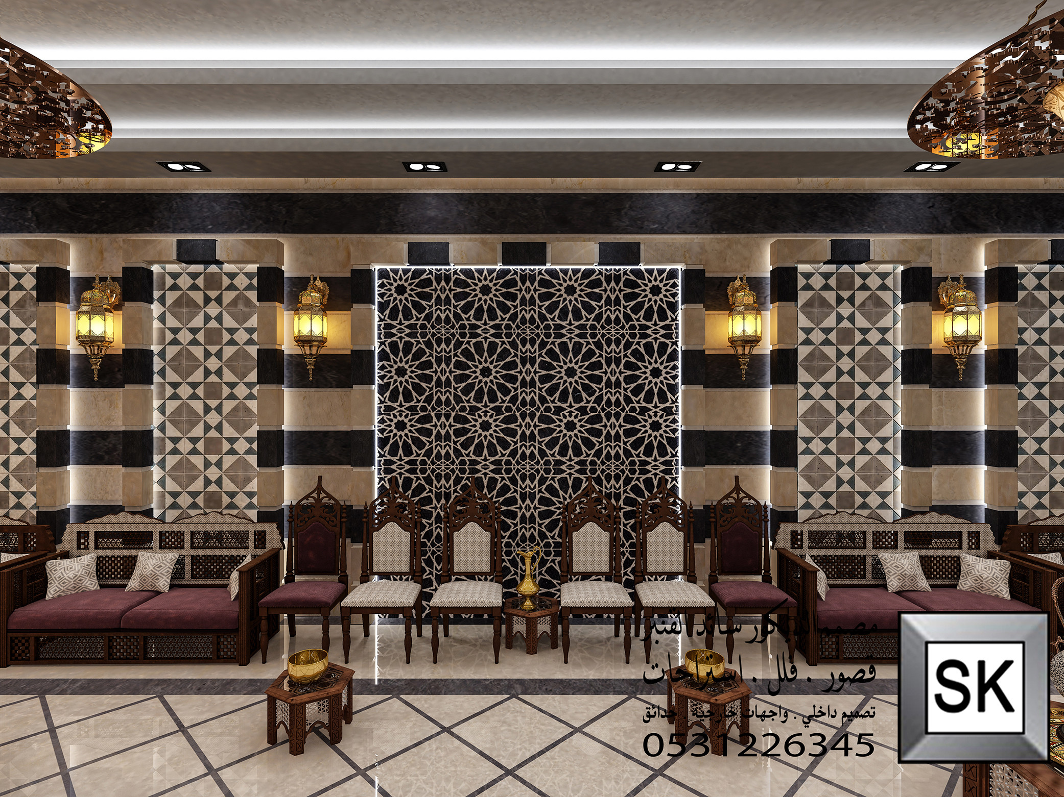 تصميم و تشطيب مجالس دمشقية فخمة في الرياض 0531226345