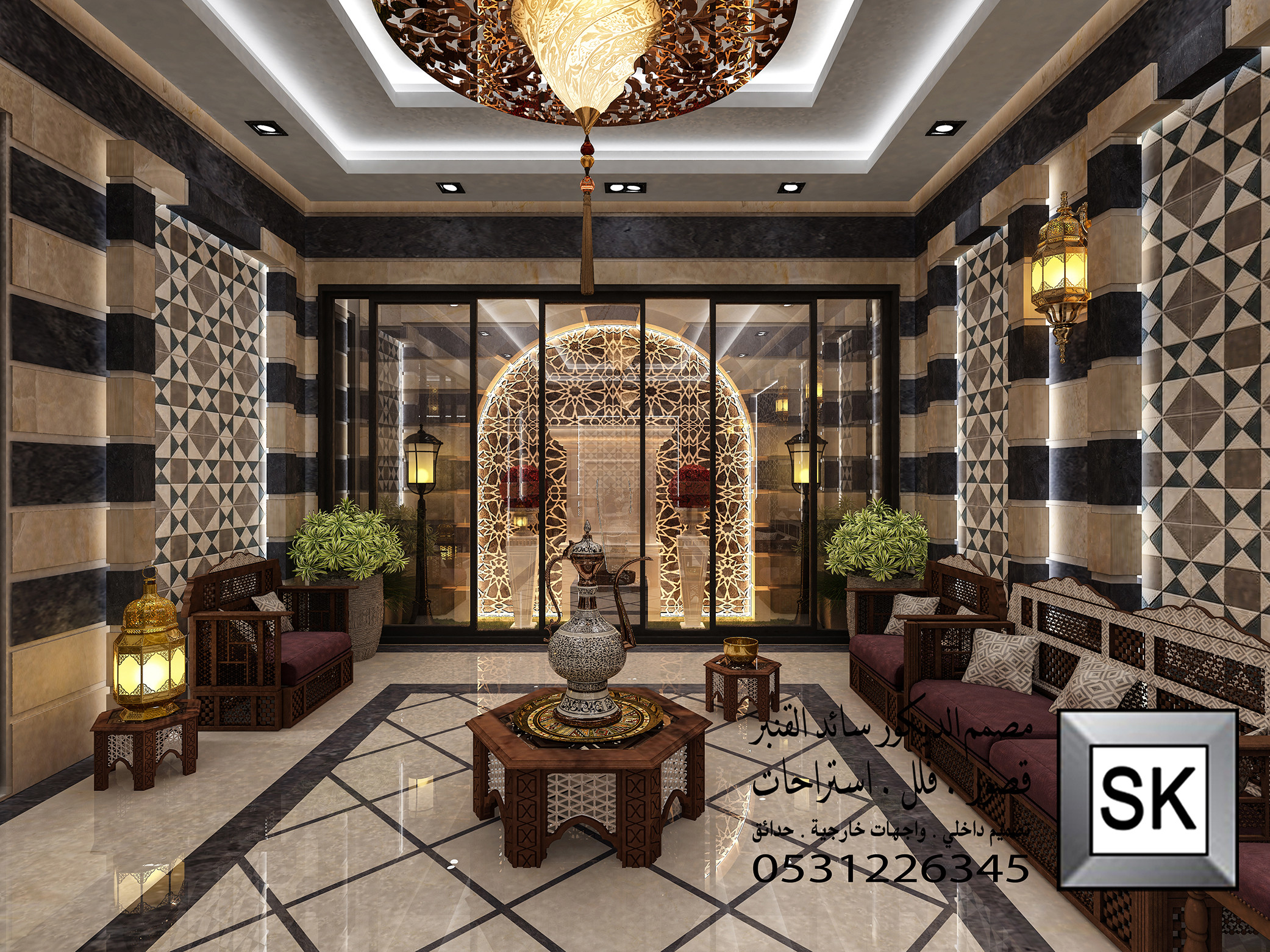تصميم و تشطيب مجالس دمشقية فخمة في الرياض 0531226345