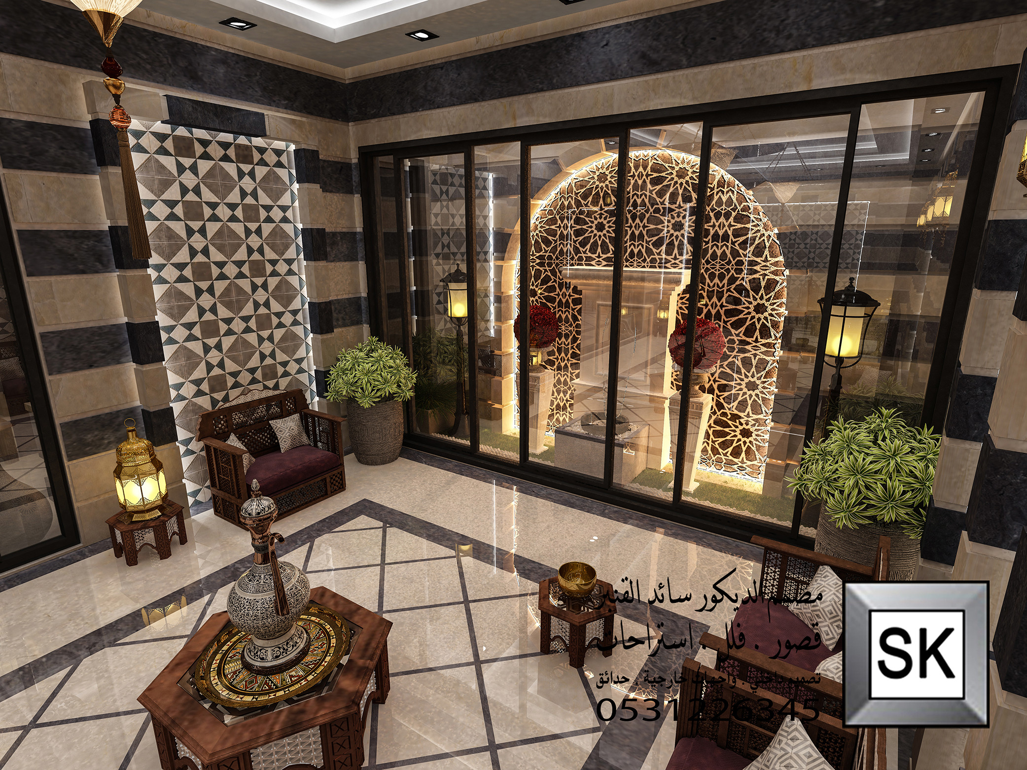 تصميم و تشطيب مجالس دمشقية فخمة في الرياض 0531226345