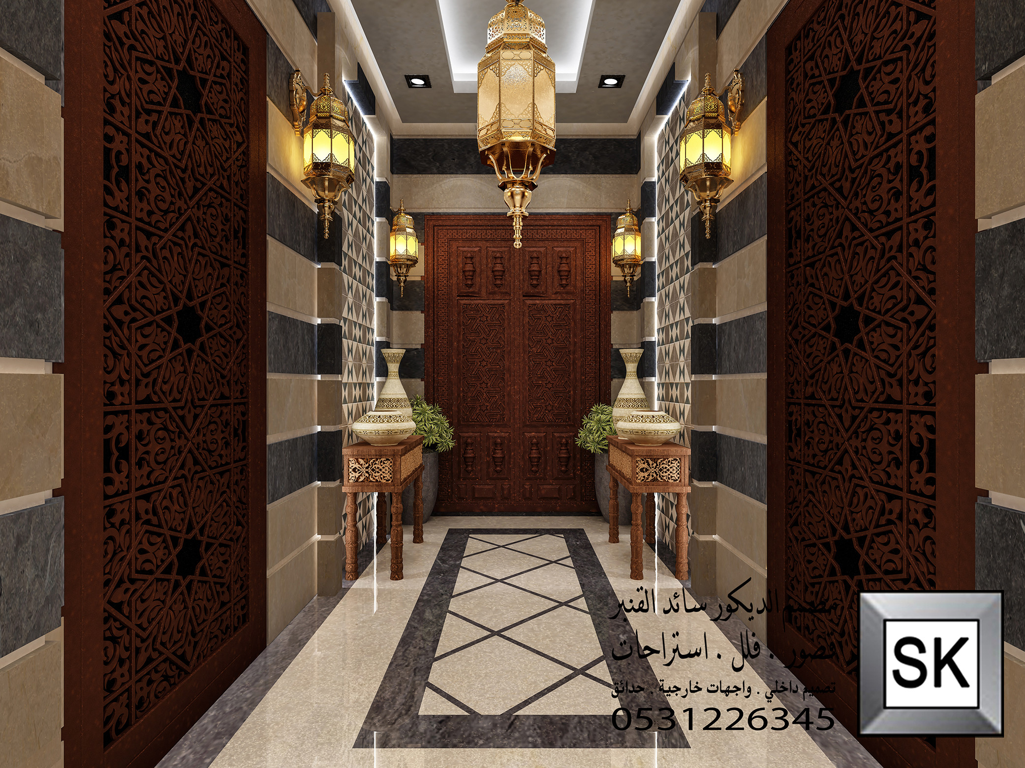 تصميم و تشطيب مجالس دمشقية فخمة في الرياض 0531226345