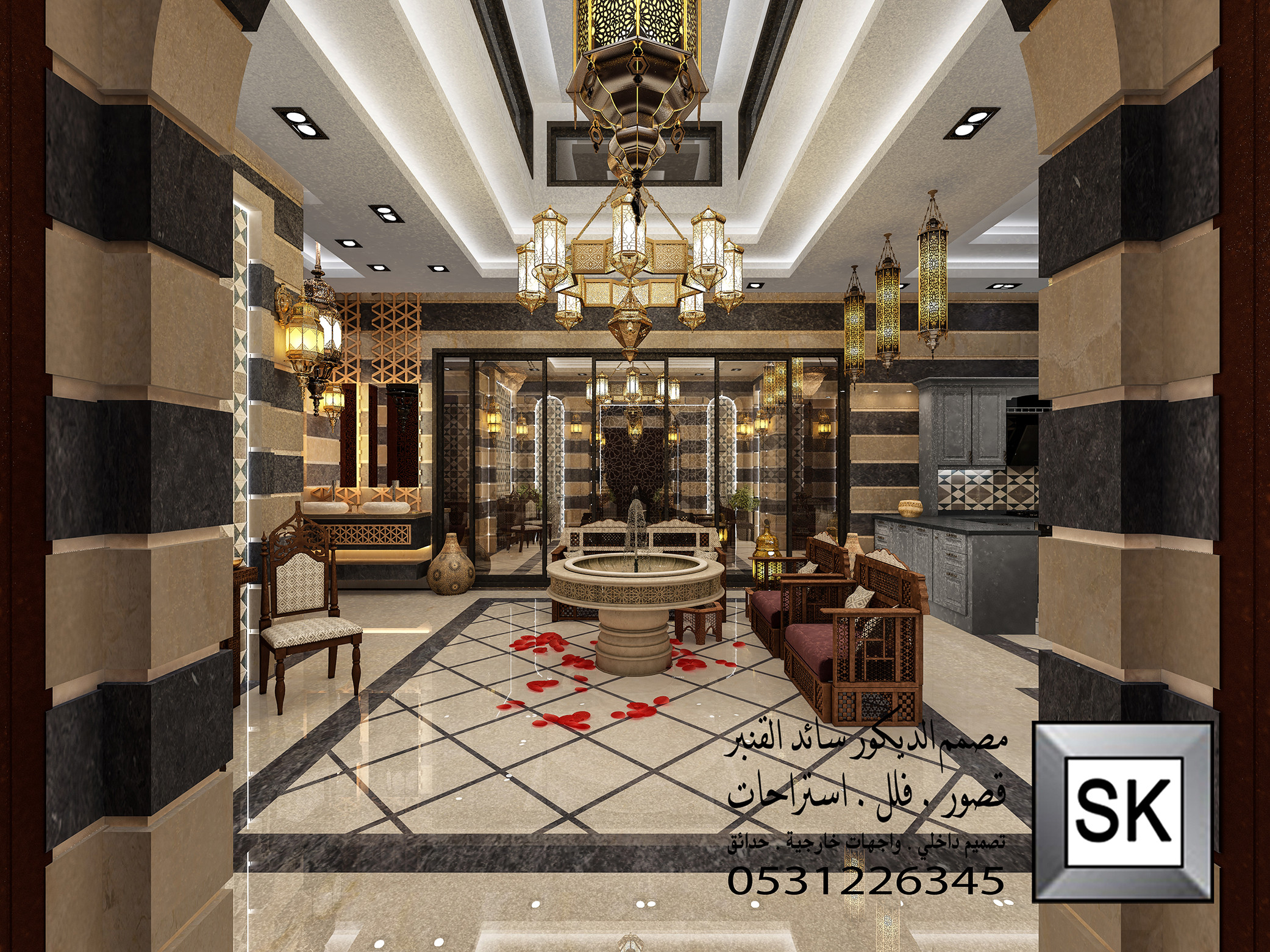 تصميم و تشطيب مجالس دمشقية فخمة في الرياض 0531226345