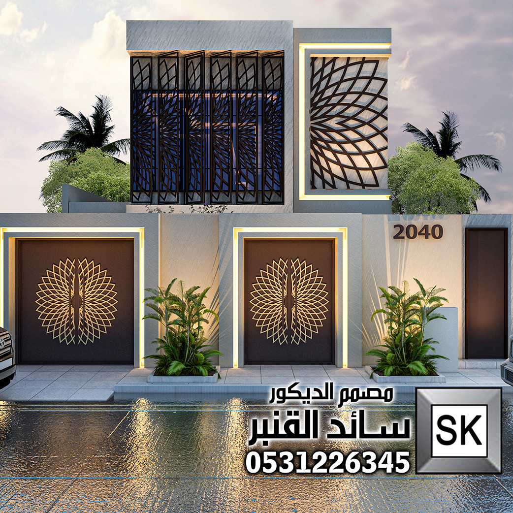 تصميم واجهات فلل خارجية مع كلادينك و كاسر شمس فاخر في الرياض
