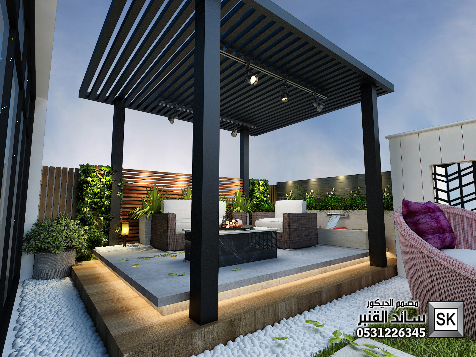 تصميم و تشطيب لاندسكيب منزلي فاخر في الرياض