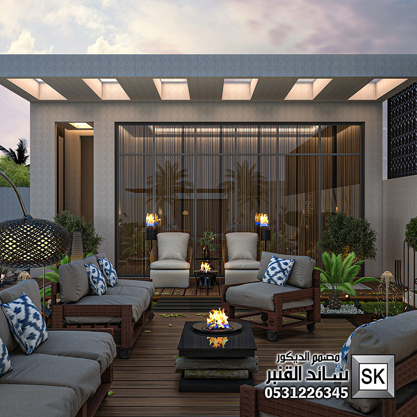 تصميم و تنفيذ لاندسكيب منزلي فاخر في الرياض