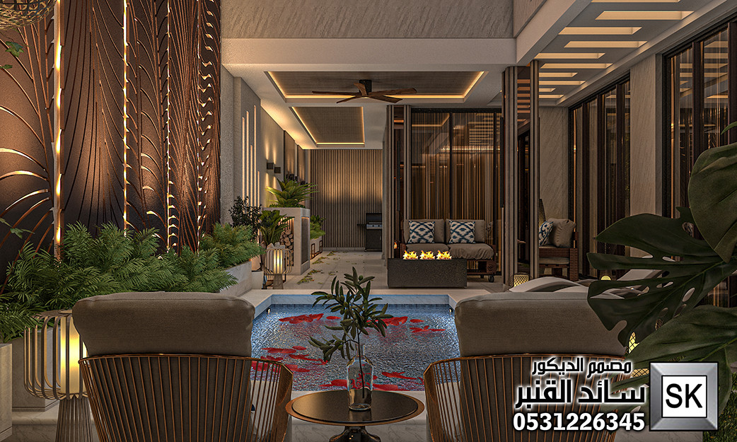 تصميم و تشطيب لاندسكيب منزلي فاخر في حي الملقا بالرياض