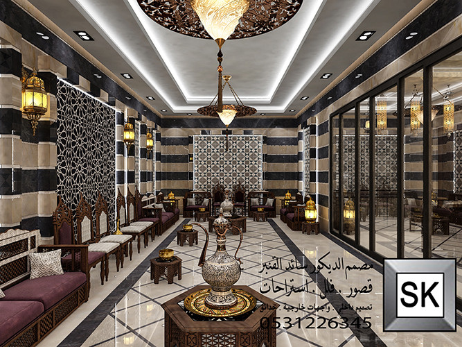 تصميم و تنفيذ مجالس دمشقية فخمة في الرياض