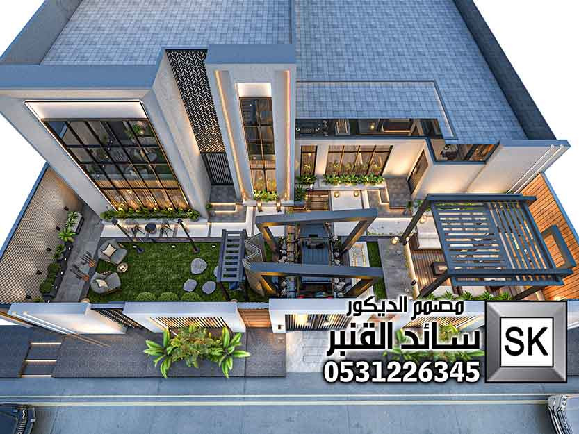 تشطيب و اجهة و حديقة فيلا فخمة في حي حطين بالرياض