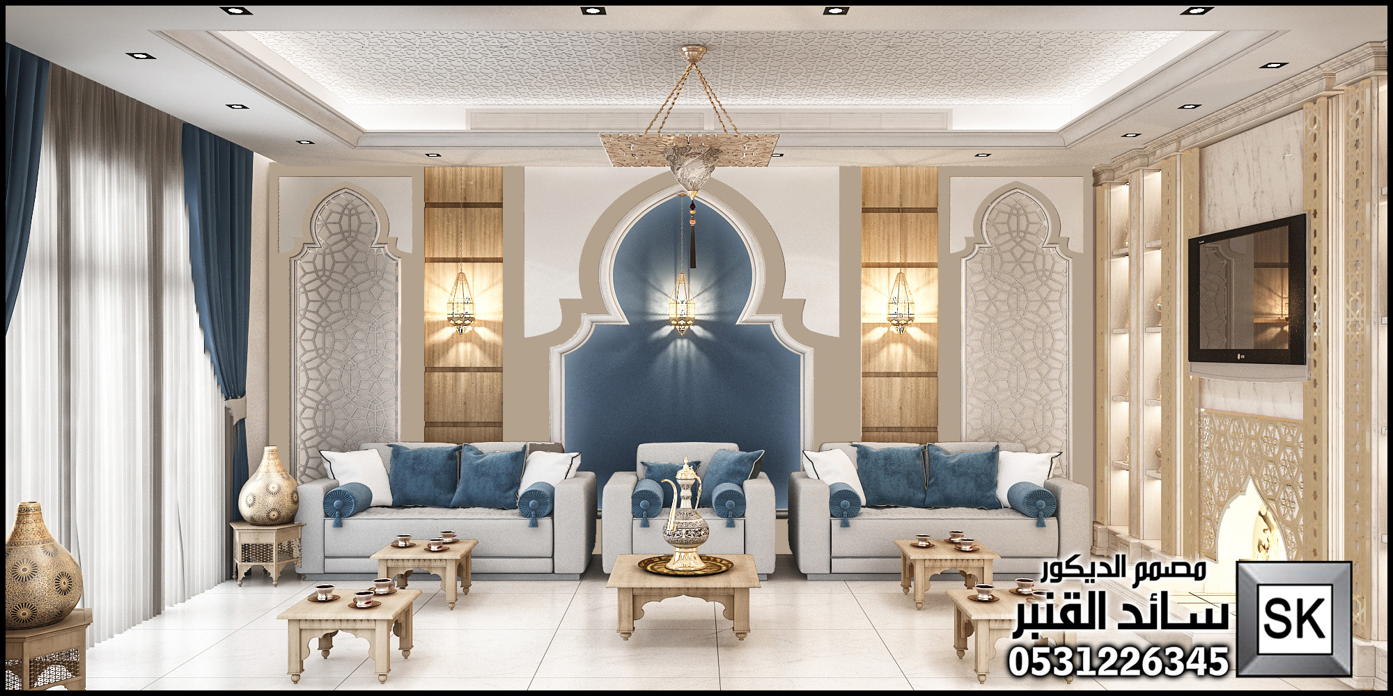 تصميم و تنفيذ ديكور مجالس مغربية و أندلسية إسلامية فخمة في الرياض