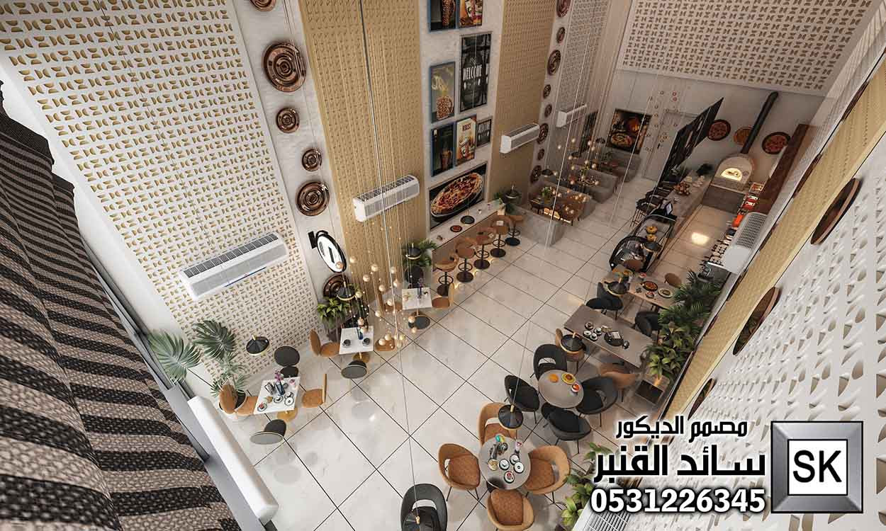 تصميم و تشطيب مطعم بيتزا إيطالي في الرياض