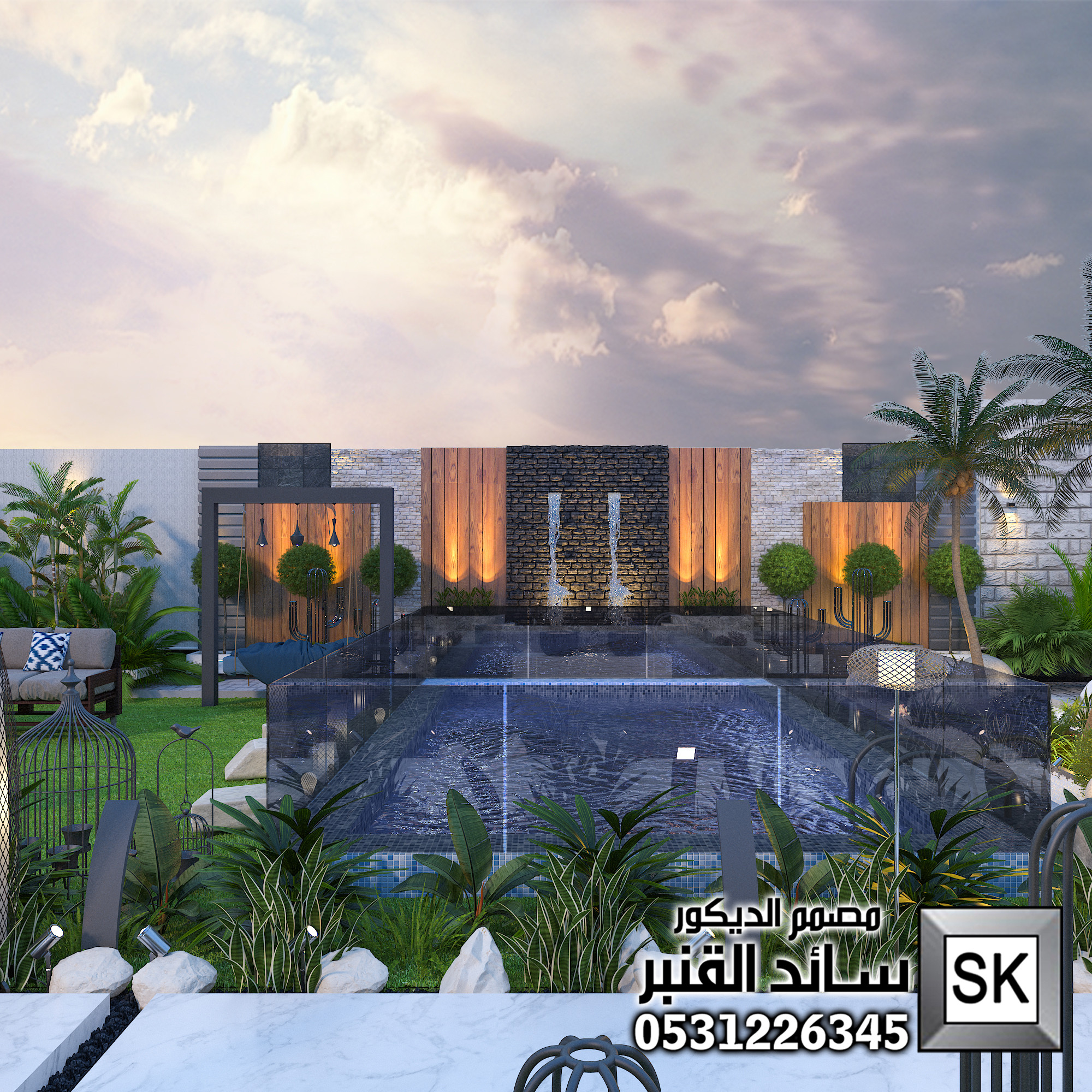 تصميم لاندسكيب مزارع و شاليهات فخمة في السعودية 2025