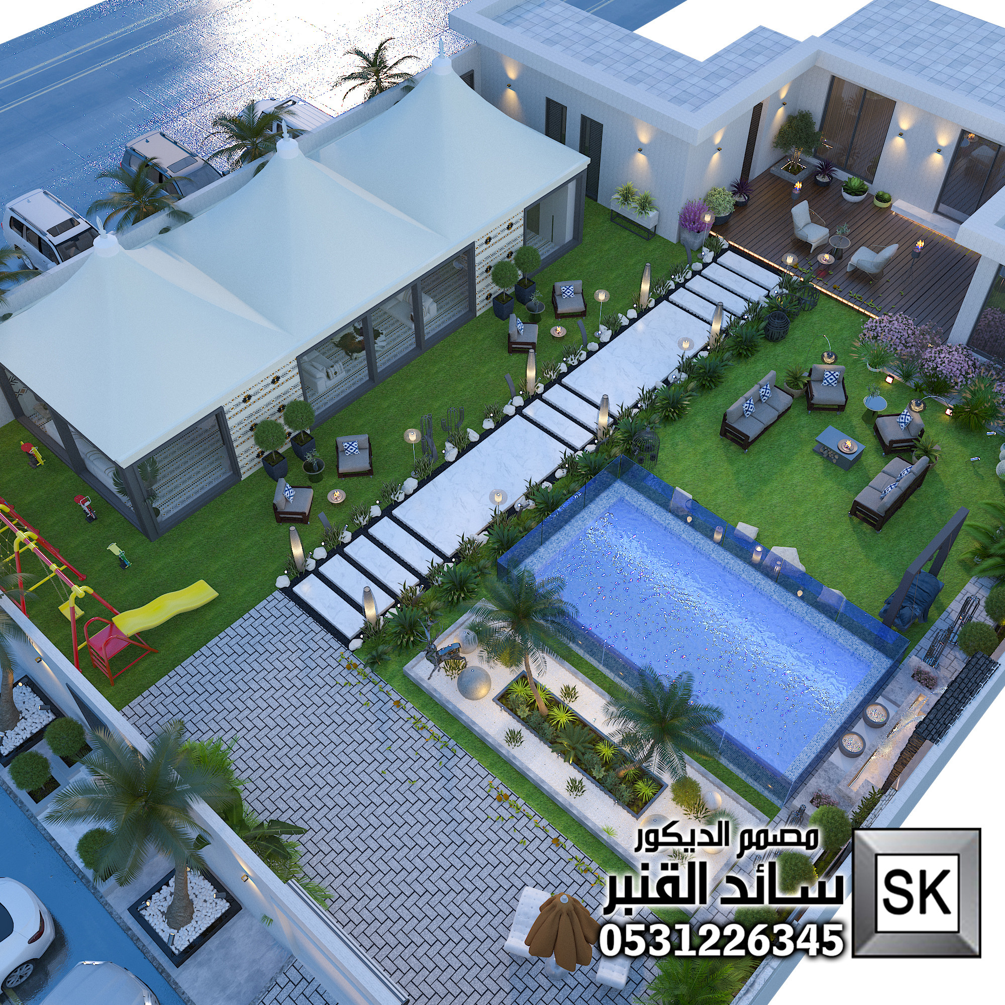 تصميم و تنفيذ شاليهات و مزارع في الرياض