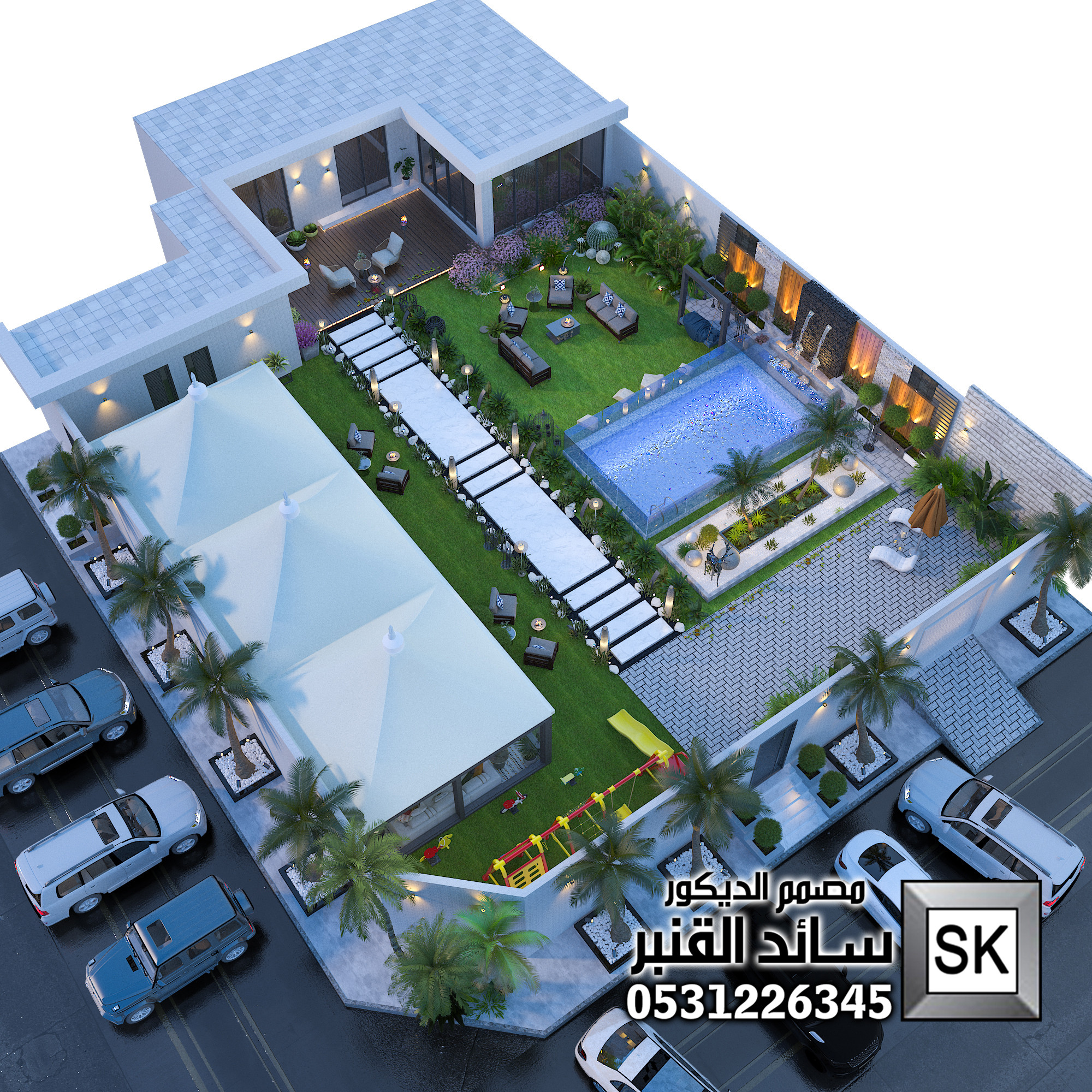 تصميم و تنفيذ شاليهات و مزارع في الرياض
