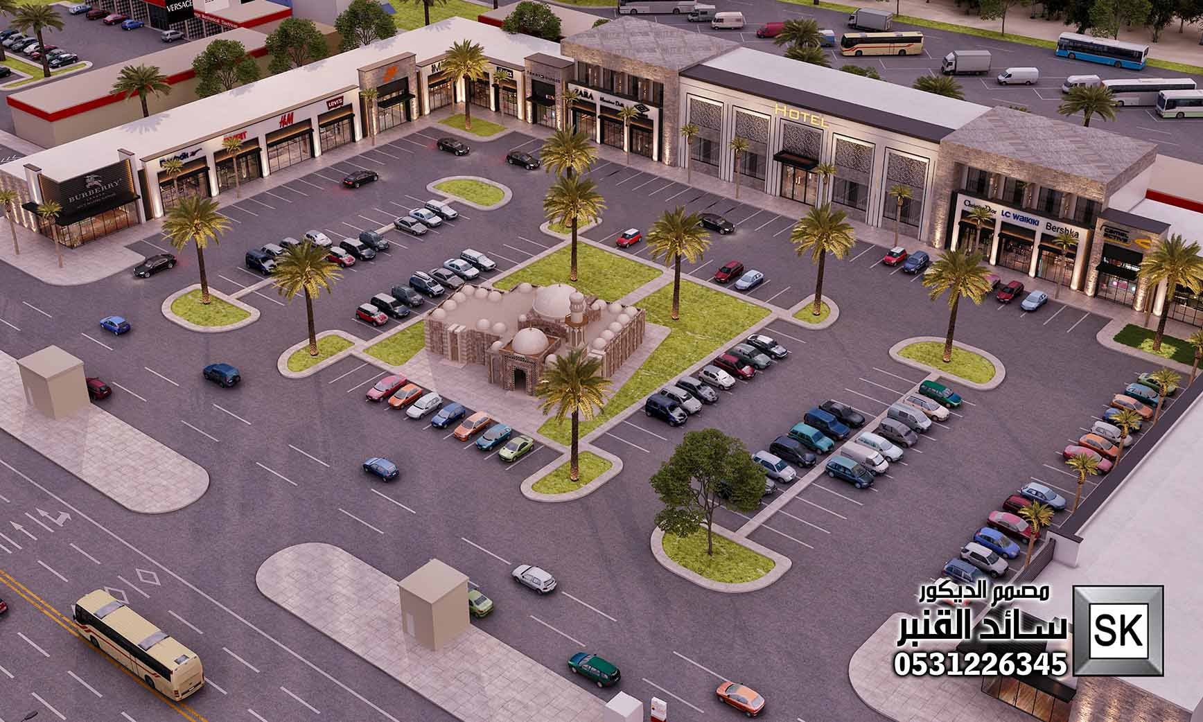 تصميم و تشطيب واجهات مولات و مراكز تجارية و محلات و مجمعات فخمة في السعةدية
