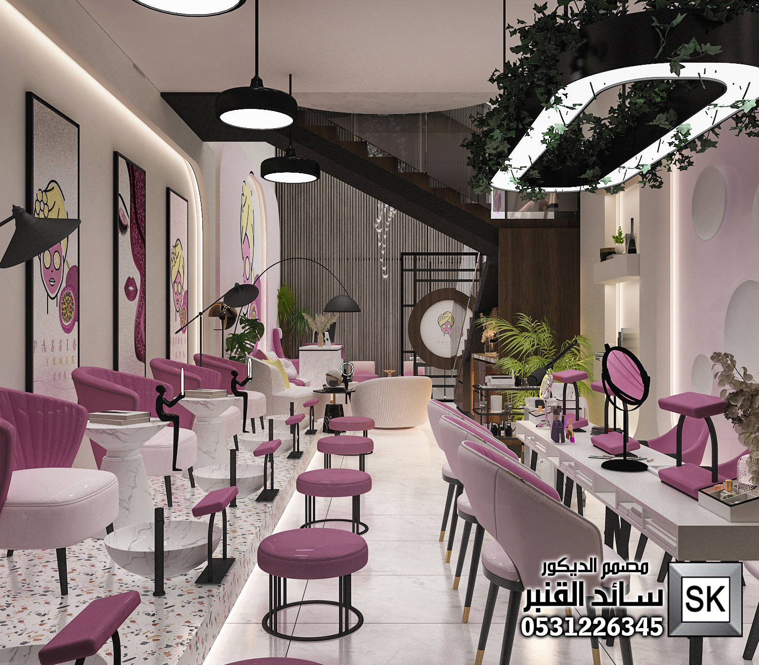 تصميم و ترميم صالون تجميل نسائي فاخر و سبا و حمام مغربي في الرياض