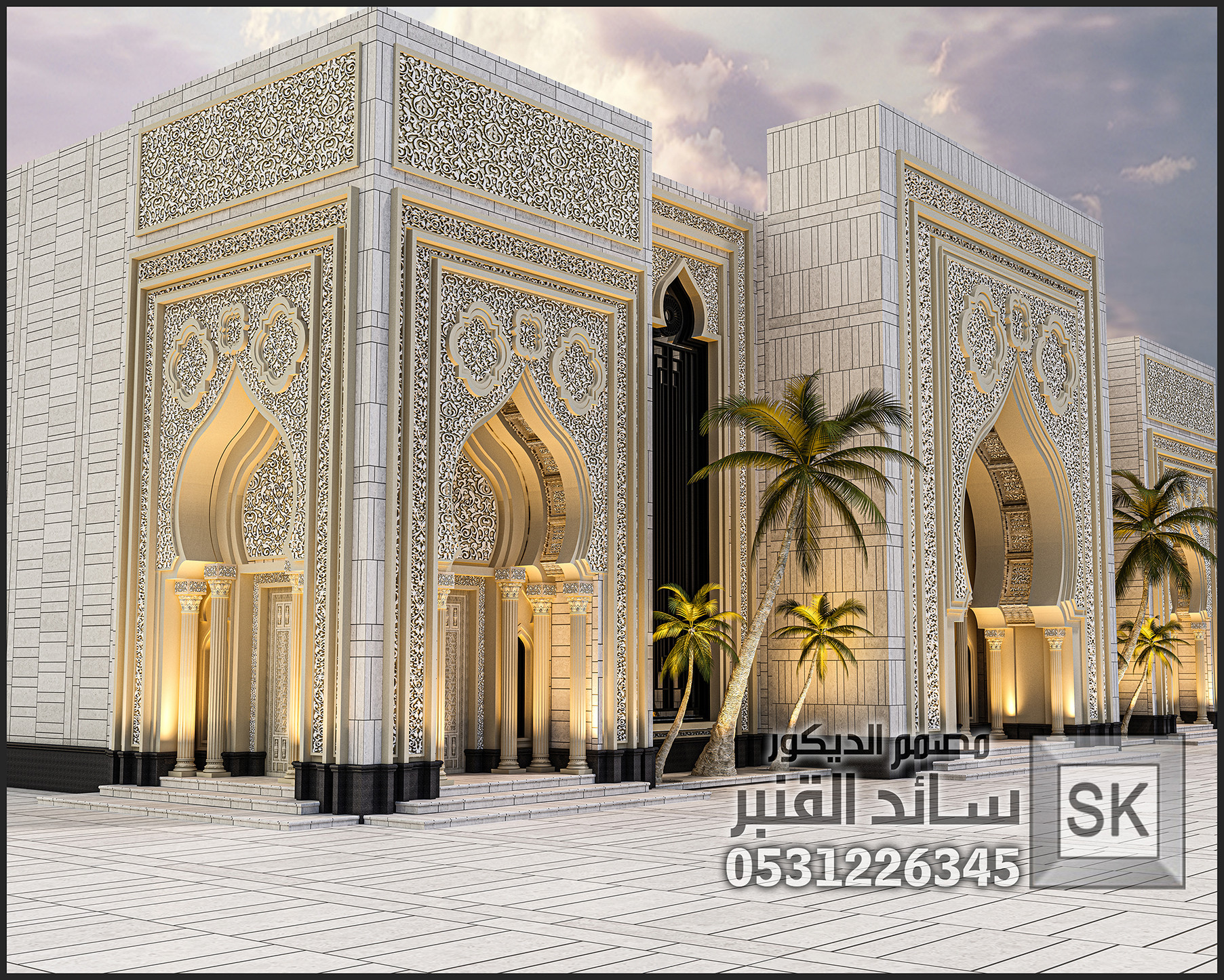 واجهة قصر أفراح أندلسي فاخر في جدة
