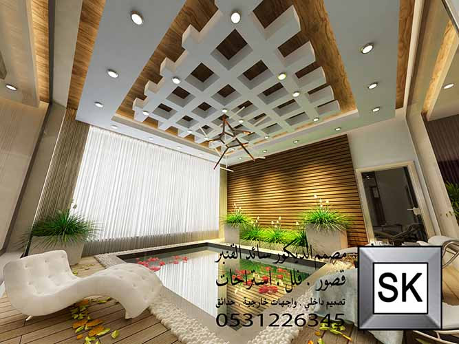 تصميم و تنفيذ ديكور داخلي مسبح داخلي فاخر و بيسمنت مميز في الرياض