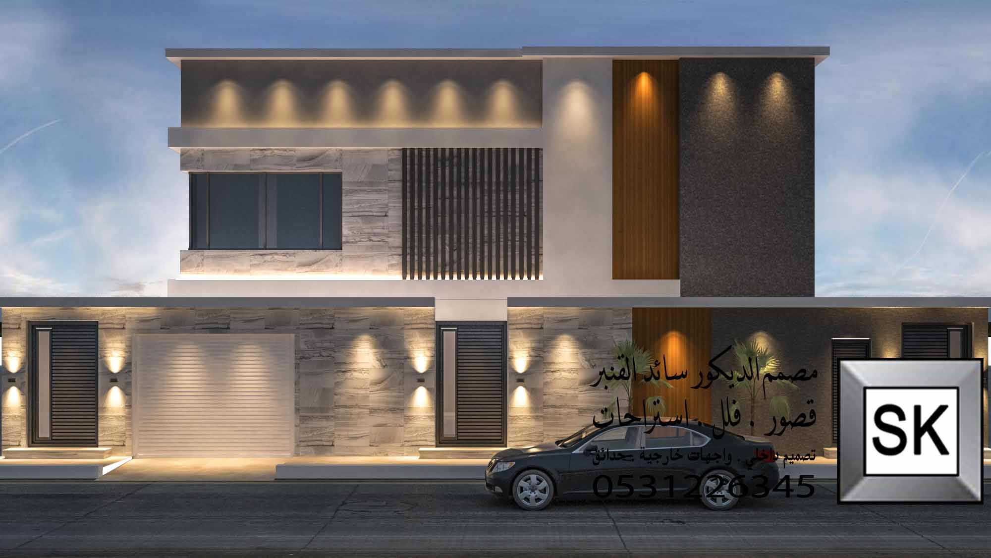 تصميم و تشطيب واجهة فيلا فخمة في الرياض