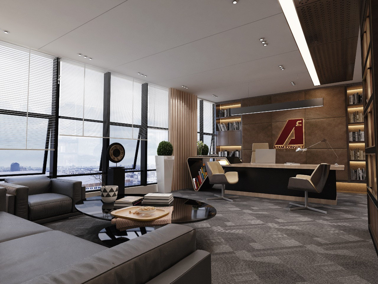 تصميم و تشطيب مكاتب و غرف إجتماعات فندقية فخمة في الرياض