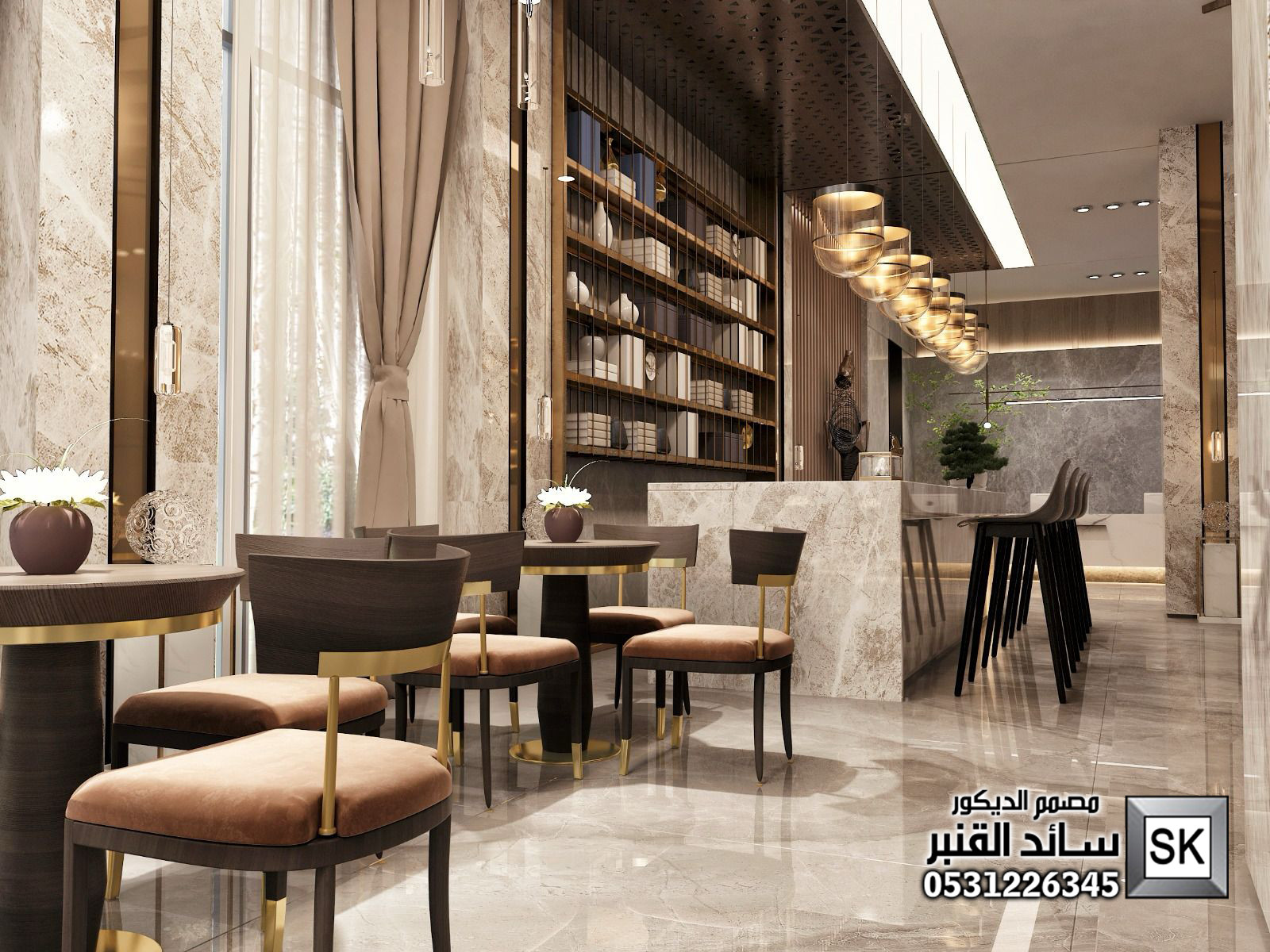 تصميم لوبي إستقبال شقق مخدومة و فنادق في الرياض