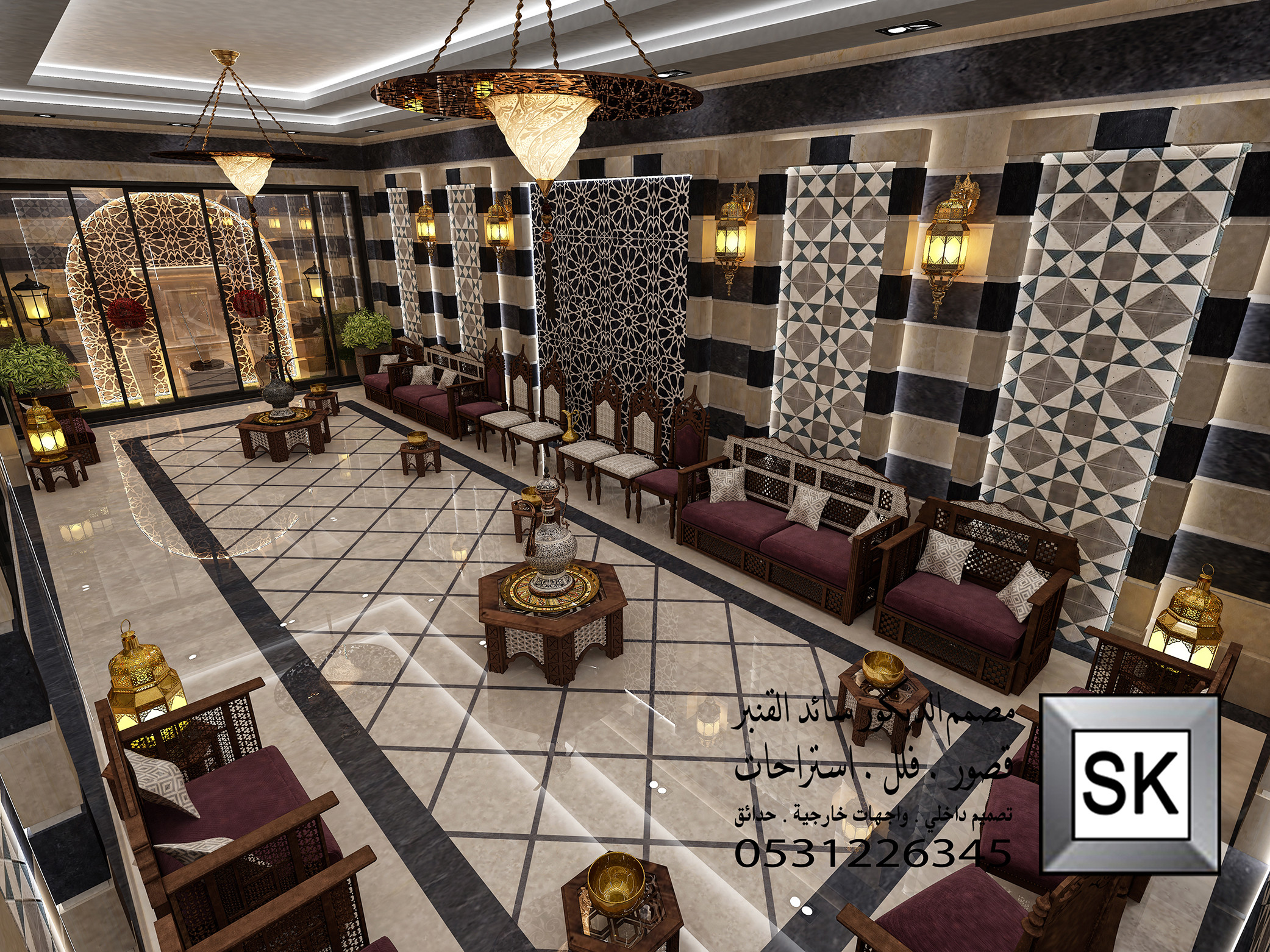 تصميم و تشطيب مجالس دمشقية فخمة في الرياض