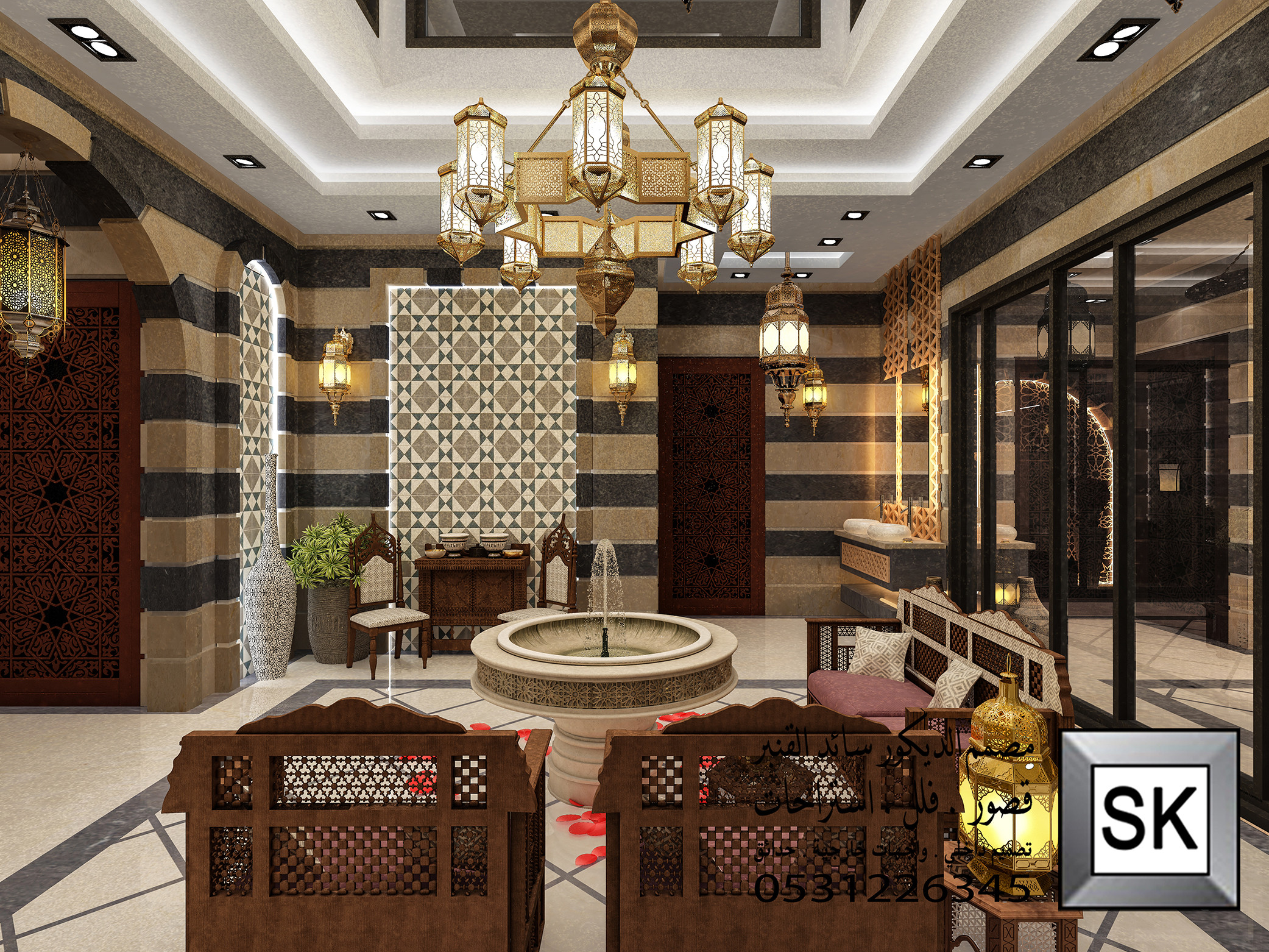 تصميم و تشطيب مجالس دمشقية فخمة في الرياض