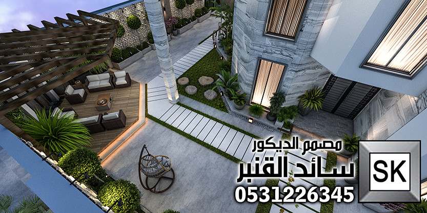 تصميم و تشطيب لاندسكيب منزلي في الرياض