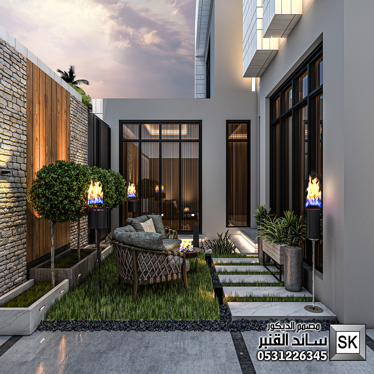 تصميم لاندسكيب منزلي في القصيم