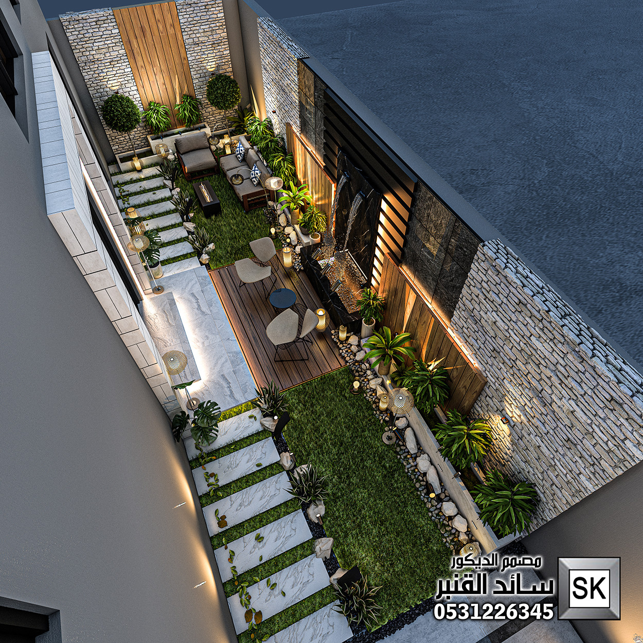 تصميم لاندسكيب منزلي في القصيم