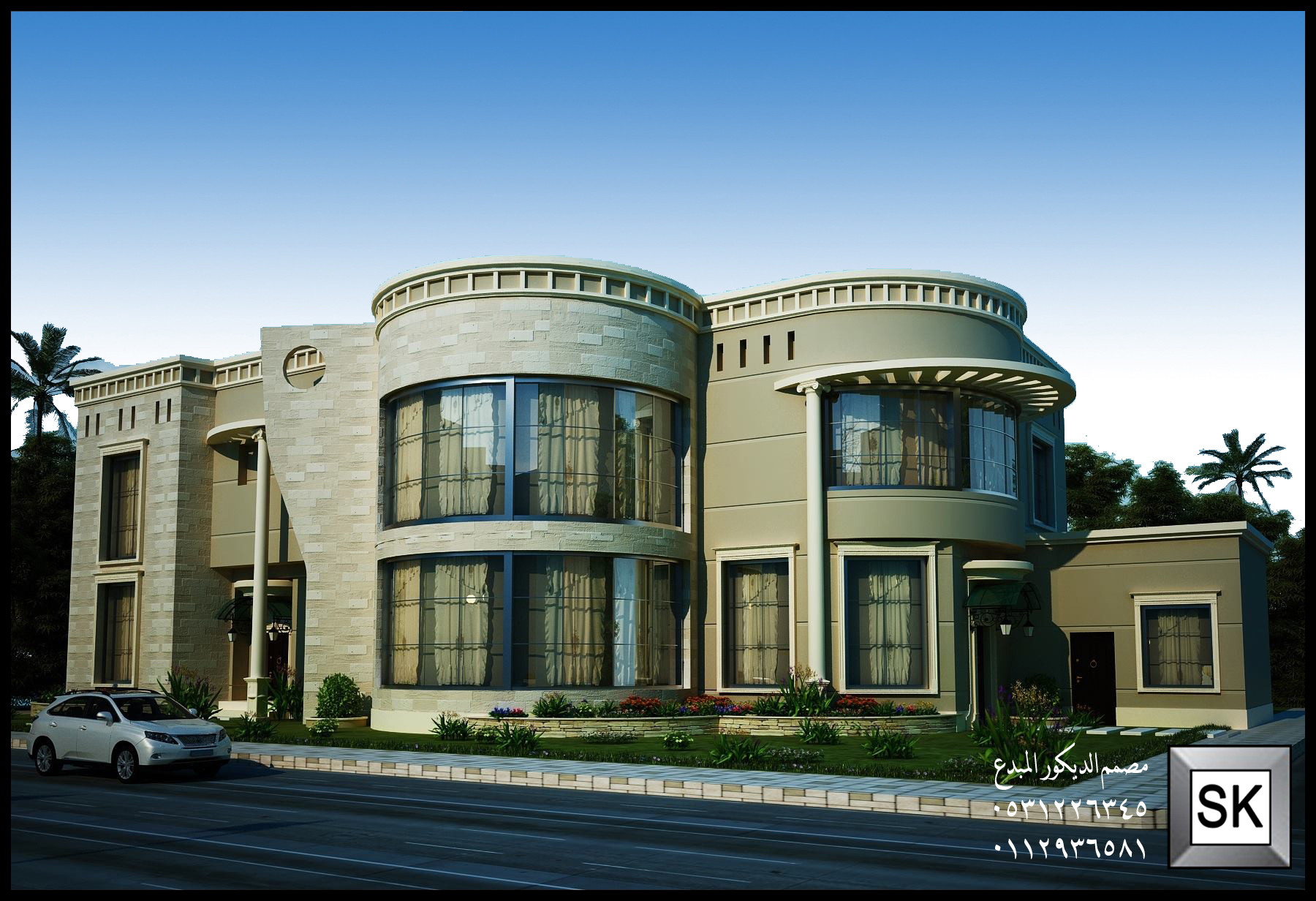 واجهات نيوكلاسيك فخمة  في السعودية من تصميم مصمم  الديكور سائد القنبر