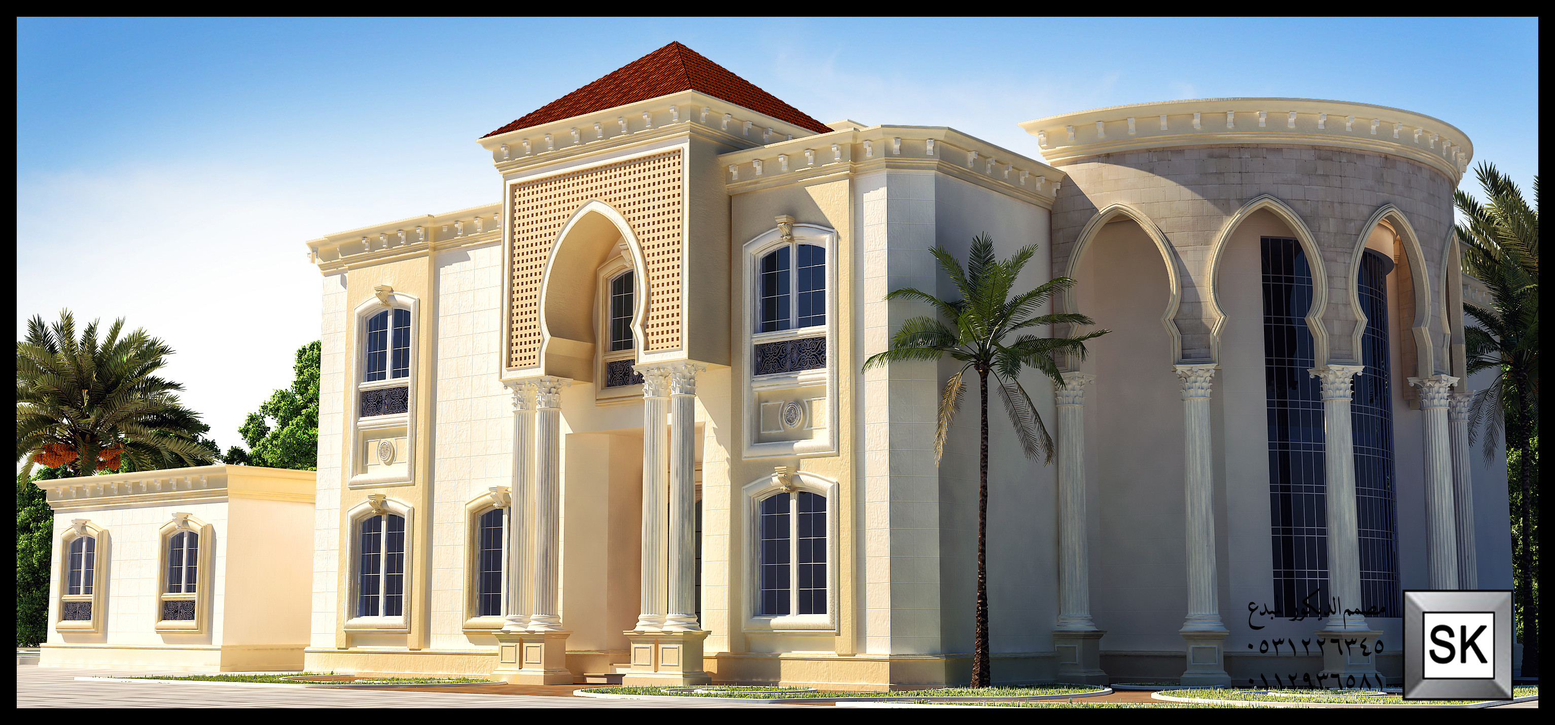 واجهة قصر سكني فاخر في السعودية من تصميم مصمم الديكور سائد القنبر